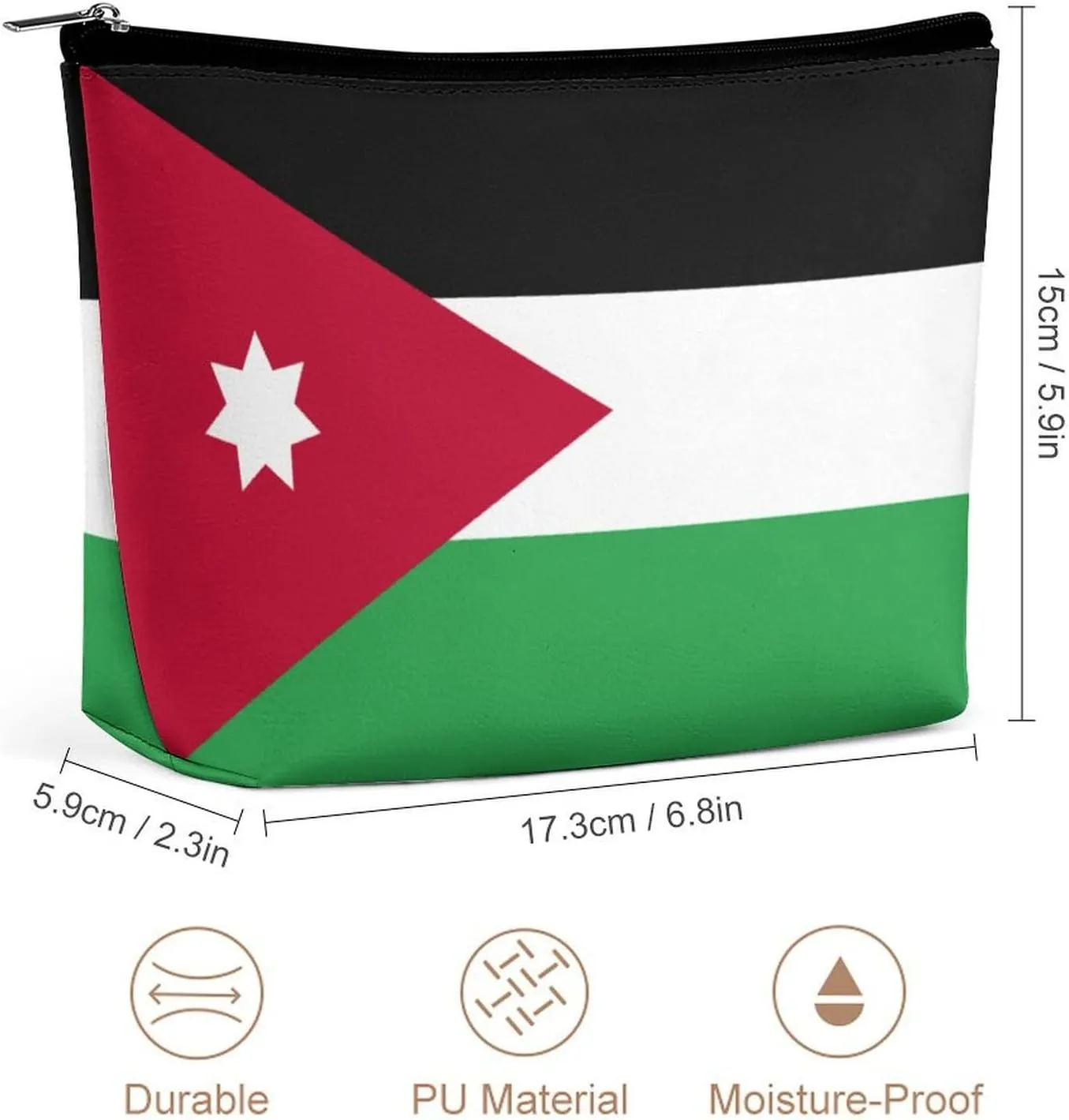 Calculay Flag of Jordan Makeup Bag Portable Travel Large -capacity Storage Bag