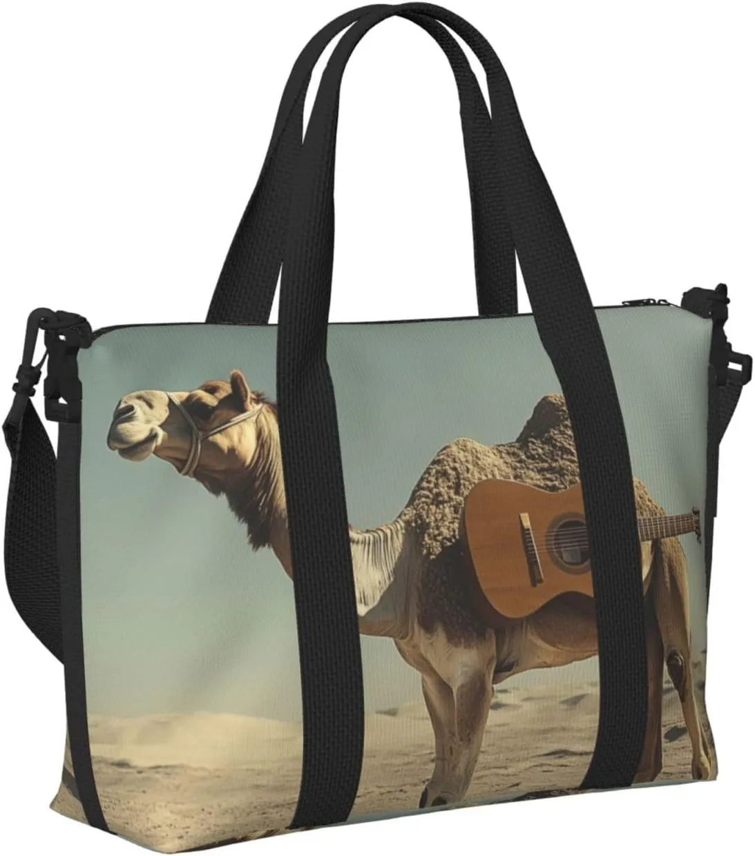 camel guitar print Travel Duffel Bag, Sports Tote Gym Bag, Swim Pool Bag Large Shoulder Tote Bag for Beach Weekender