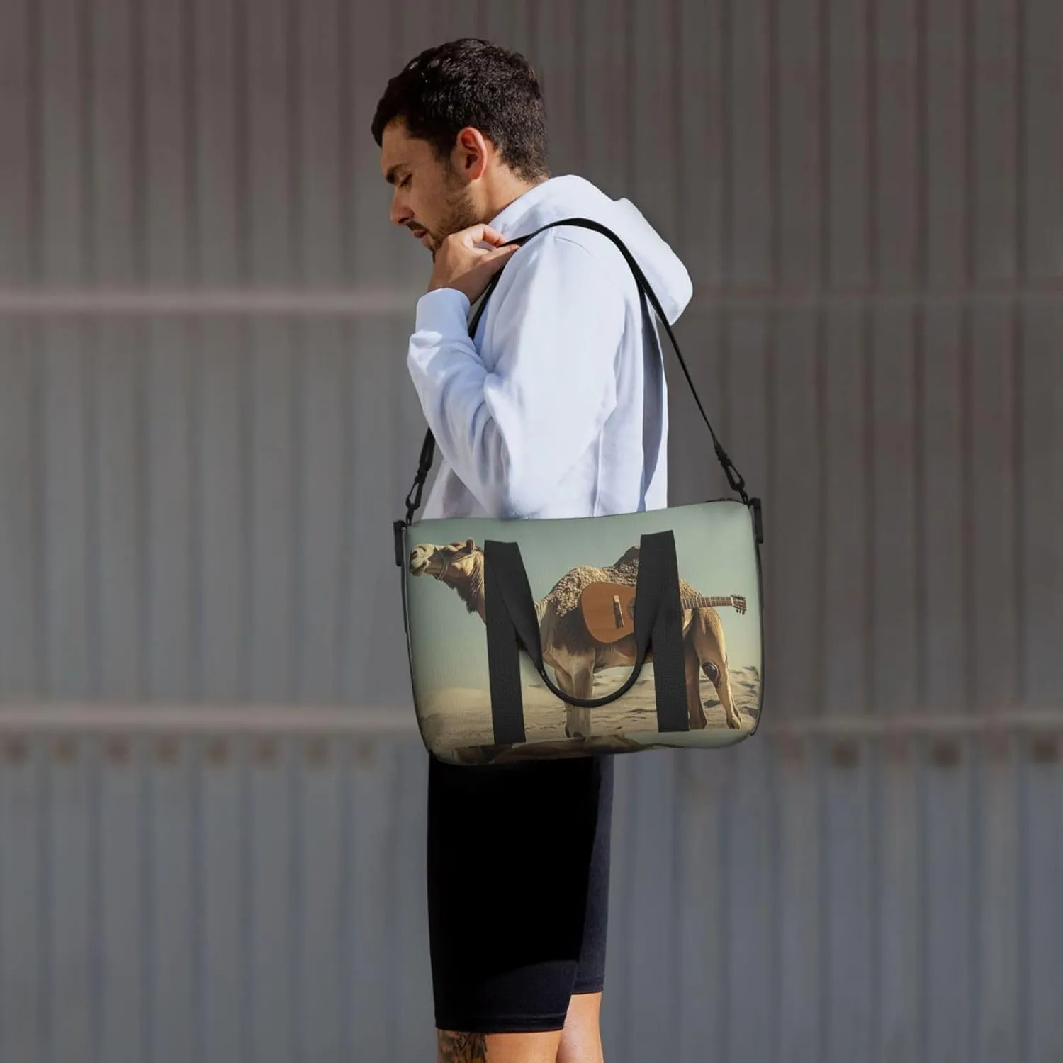 camel guitar print Travel Duffel Bag, Sports Tote Gym Bag, Swim Pool Bag Large Shoulder Tote Bag for Beach Weekender
