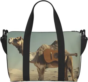 camel guitar print Travel Duffel Bag, Sports Tote Gym Bag, Swim Pool Bag Large Shoulder Tote Bag for Beach Weekender