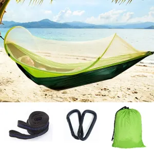 Camping Hammock, Hann Portable Camping Hammock with Mosquito Net Parachute Nylon Fabric Lightweight Hammock for Beach, Traveling, Hiking, Mountain,Adventure,Outdoor Jungle (Green)