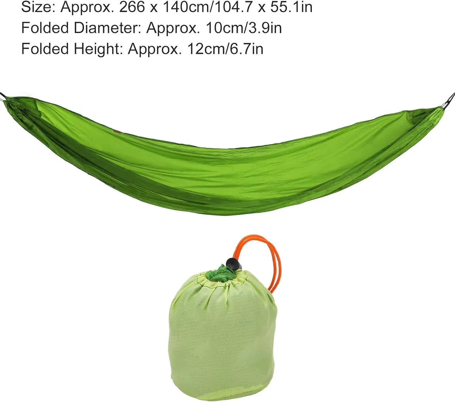 Camping Hammock Portable Parachute Hammock Storage Bag Snap Hook for Outdoor Activities (Grass Green)