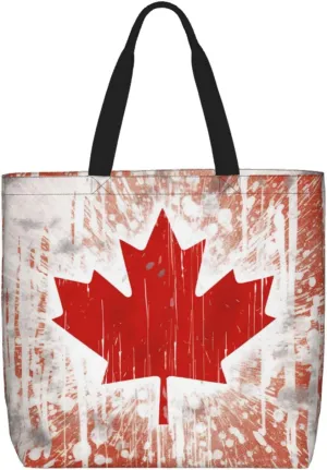 (Canada Flag) Tote Bag For Women Large Reusable Shoulder Handbag Casual Shopping Travel Work Beach Grocery Bag