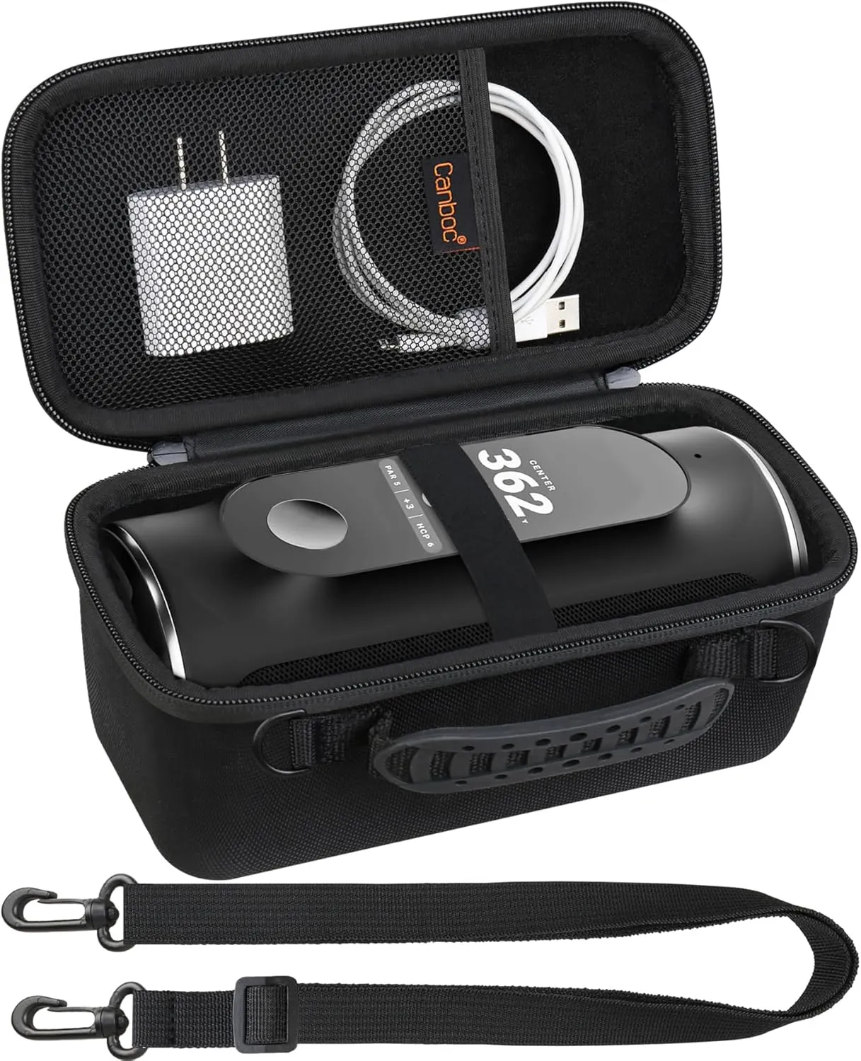 Canboc Carrying Case for Blue Tees Golf Player  GPS Speaker with Touch Screen Display, GPS Speaker Player Bag with Removable Shoulder Strap, Mesh Pocket fits Cable, Black (Case only)