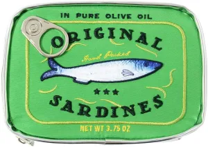 Canned Sardines Makeup Bag, Creative Cute Makeup Bags, Cosmetic Canned Fish Toiletry Bag (Green)