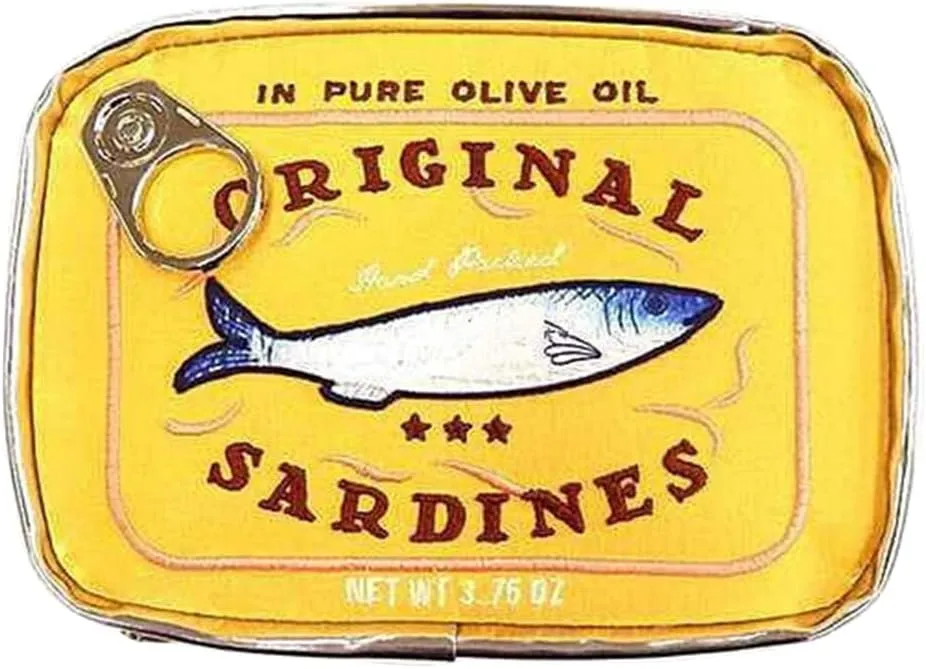 Canned Sardines Makeup Bag, Creative Cute Makeup Bags, Cosmetic Canned Fish Toiletry Bag (Yellow)