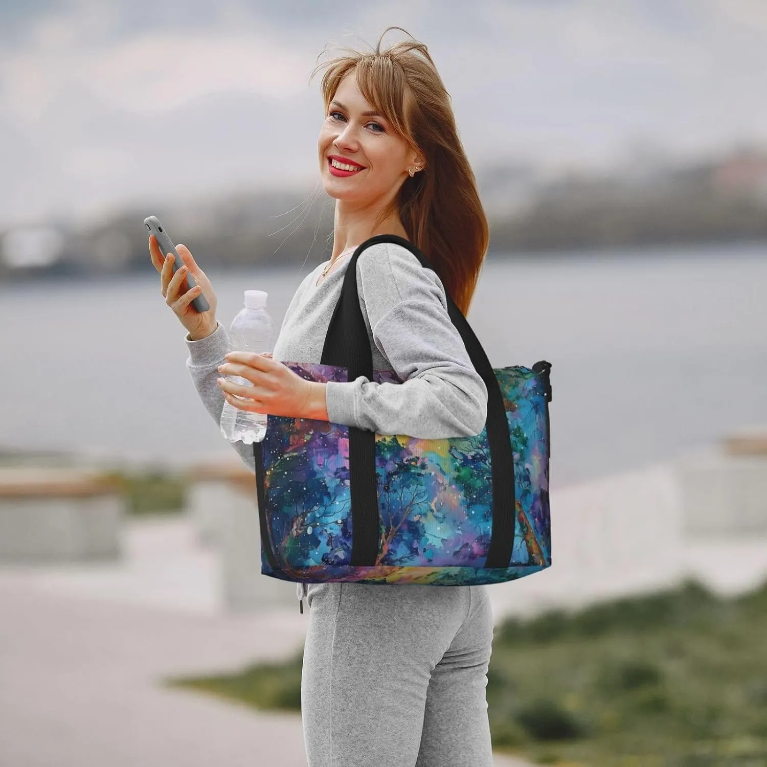 canopy with trees print Travel Duffel Bag, Sports Tote Gym Bag, Swim Pool Bag Large Shoulder Tote Bag for Beach Weekender