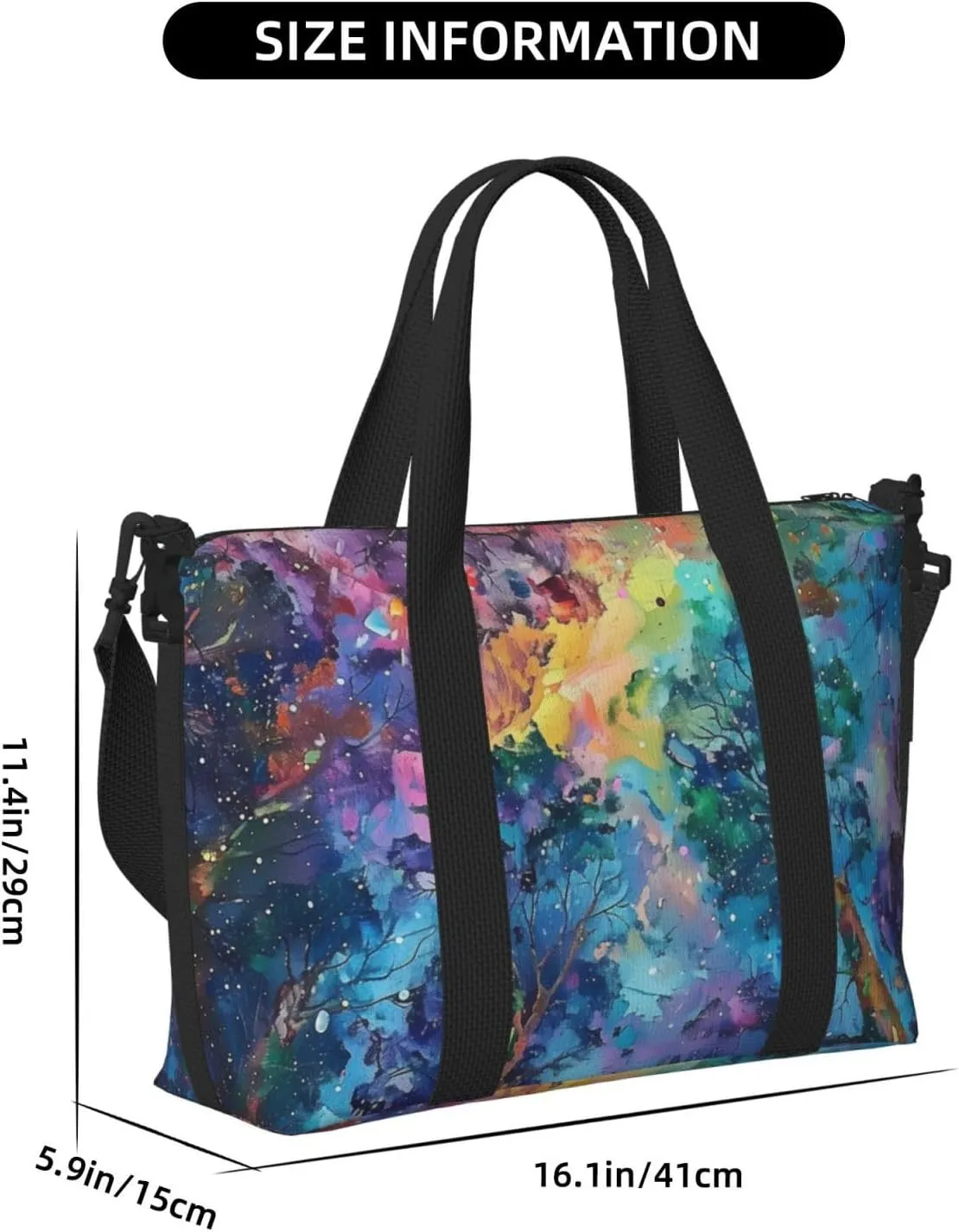 canopy with trees print Travel Duffel Bag, Sports Tote Gym Bag, Swim Pool Bag Large Shoulder Tote Bag for Beach Weekender