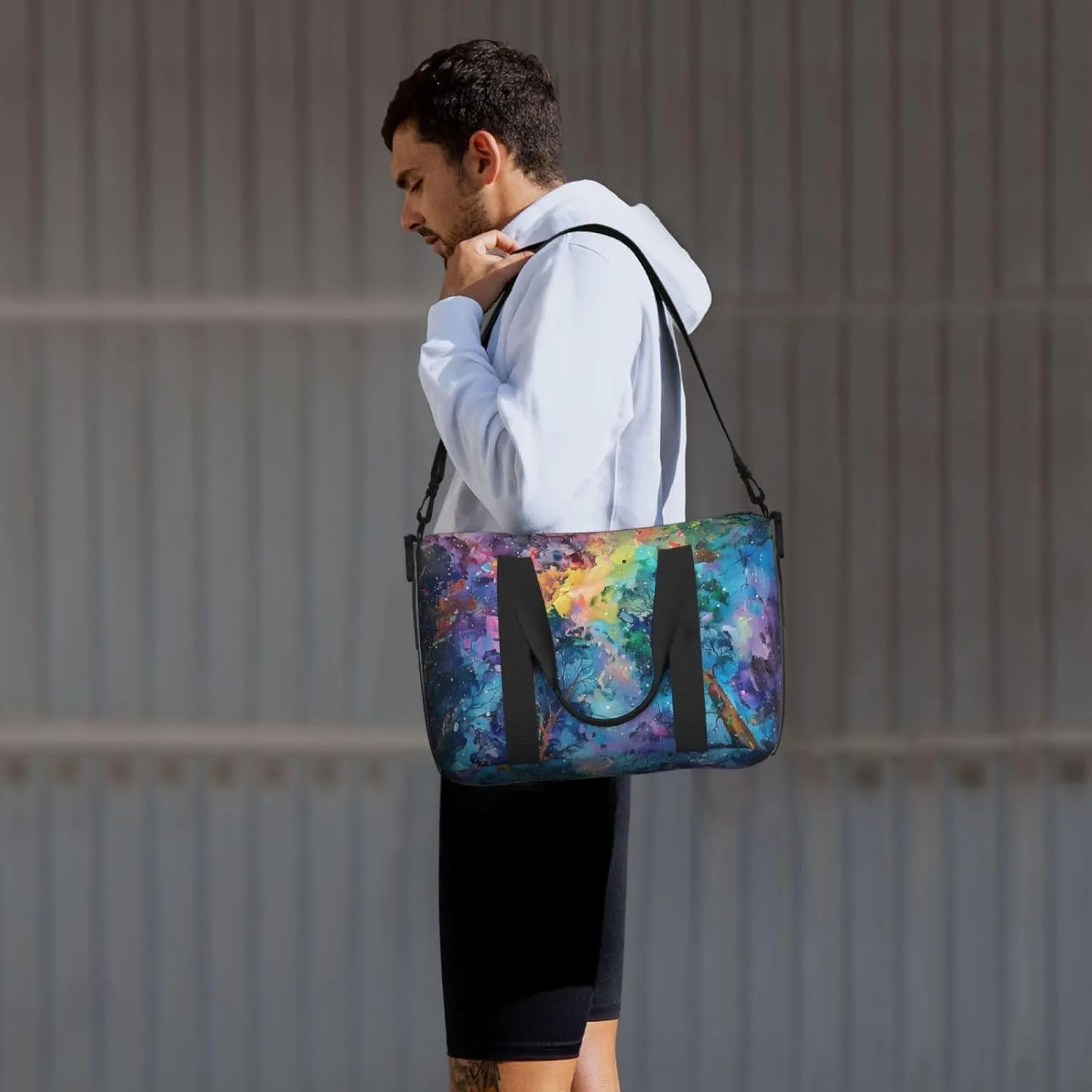 canopy with trees print Travel Duffel Bag, Sports Tote Gym Bag, Swim Pool Bag Large Shoulder Tote Bag for Beach Weekender