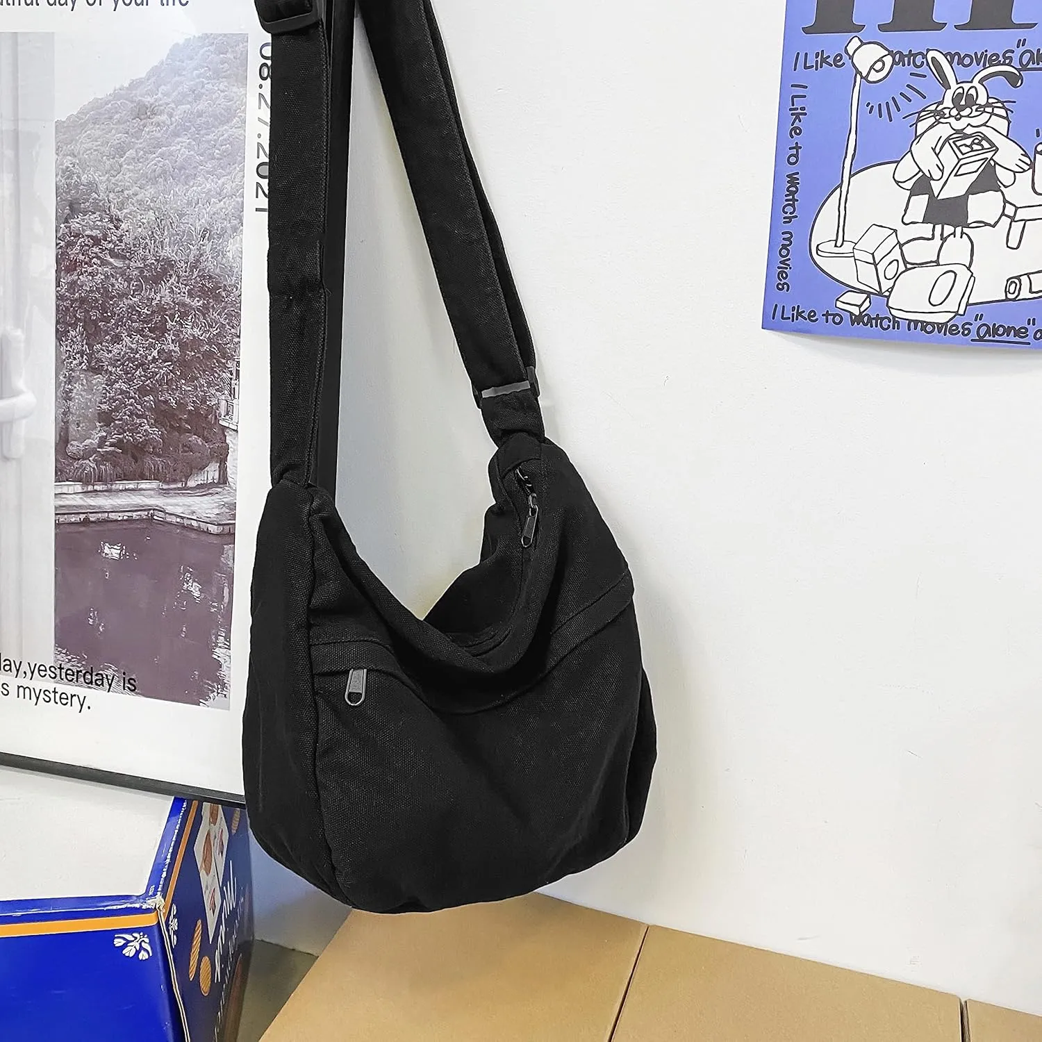 Canvas Crossbody Bags for Women and Men, Shoulder Hobo Purse Bag Tote Messenger Handbag for Work, Shopping and Travel