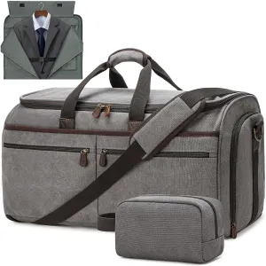 Canvas Garment Duffle Bag Garment Bag Duffle Bag Combo for Travel Convertible Carry on Bag with Detachable Suit Travel Bags for Men Bussiness