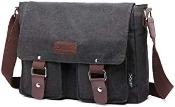 Canvas Messenger Bag for Men & Women - Vintage Shoulder Bag Satchel Bag Laptop Crossbody Campus Work Bag
