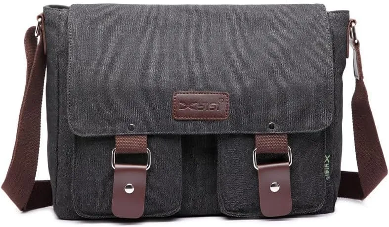 Canvas Messenger Bag for Men & Women - Vintage Shoulder Bag Satchel Bag Laptop Crossbody Campus Work Bag