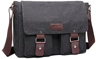 Canvas Messenger Bag for Men & Women - Vintage Shoulder Bag Satchel Bag Laptop Crossbody Campus Work Bag