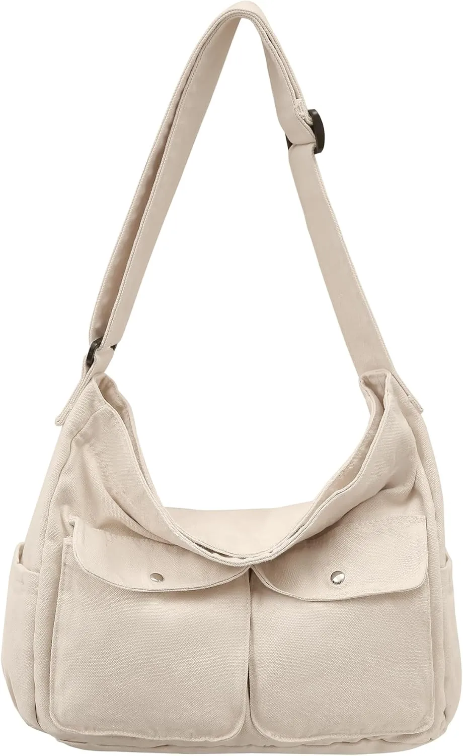 Canvas Messenger Bag Large Hobo Crossbody Bag for Women and Men Canvas Shoulder Tote Bag with Multiple Pockets for Work