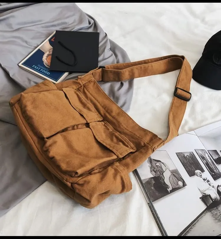 Canvas Messenger Vintage Bag Letter Pattern Crossbody Bag Emo Goth Shoulder Satchels Y2K Harajuku Bag Grunge Handbag