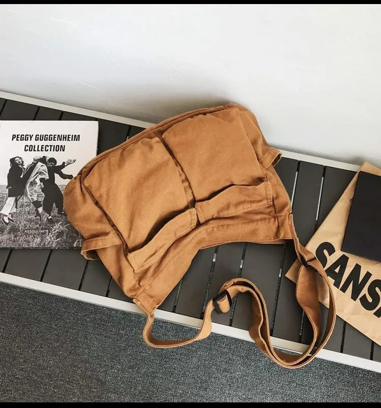 Canvas Messenger Vintage Bag Letter Pattern Crossbody Bag Emo Goth Shoulder Satchels Y2K Harajuku Bag Grunge Handbag