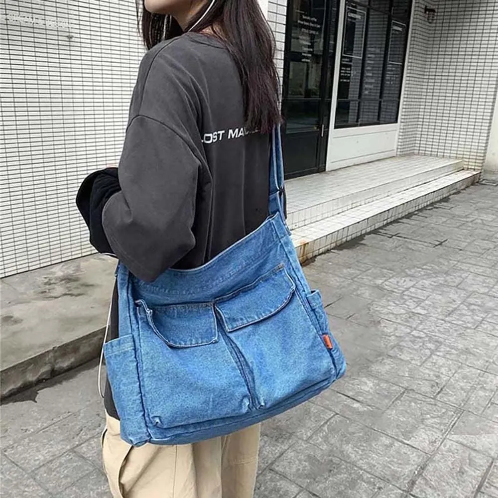 Canvas Messenger Vintage Bag Letter Pattern Crossbody Bag Emo Goth Shoulder Satchels Y2K Harajuku Bag Grunge Handbag