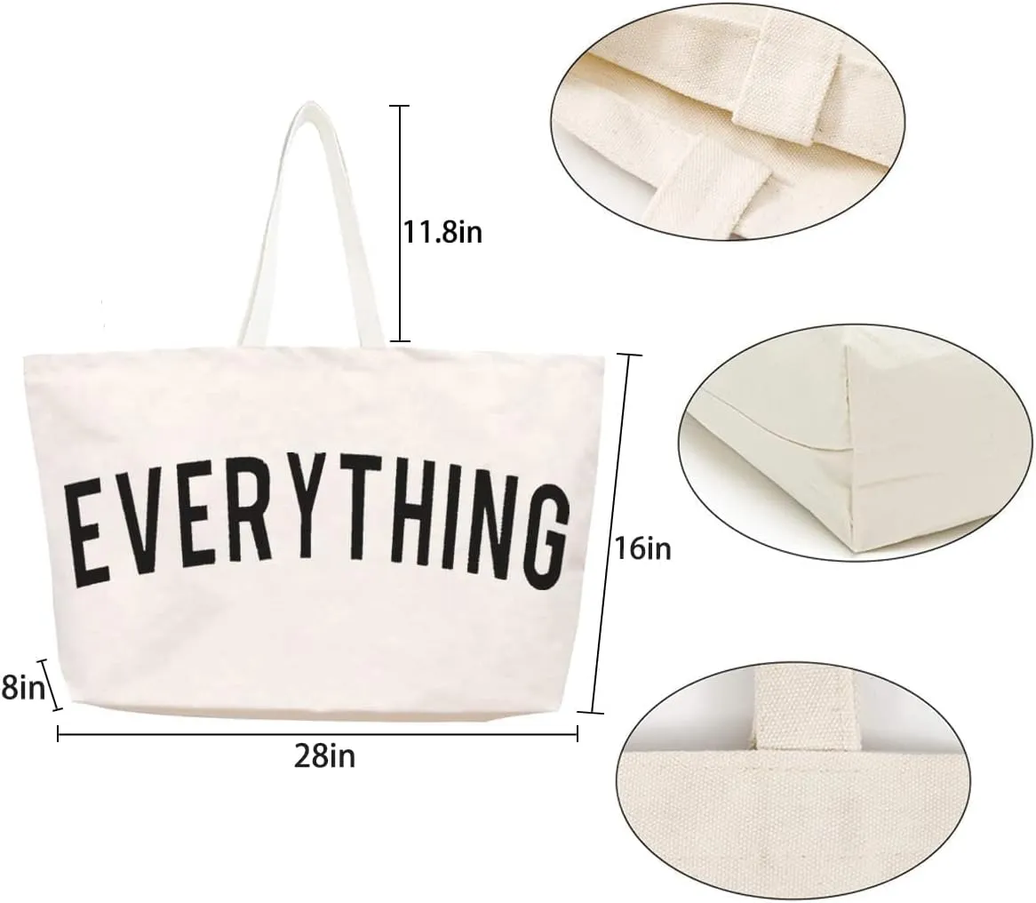 Canvas Tote Bag - Extra Large Shopping Beach Totes Bags Reusable Big Grocery Bag 28" x 8" x 16"