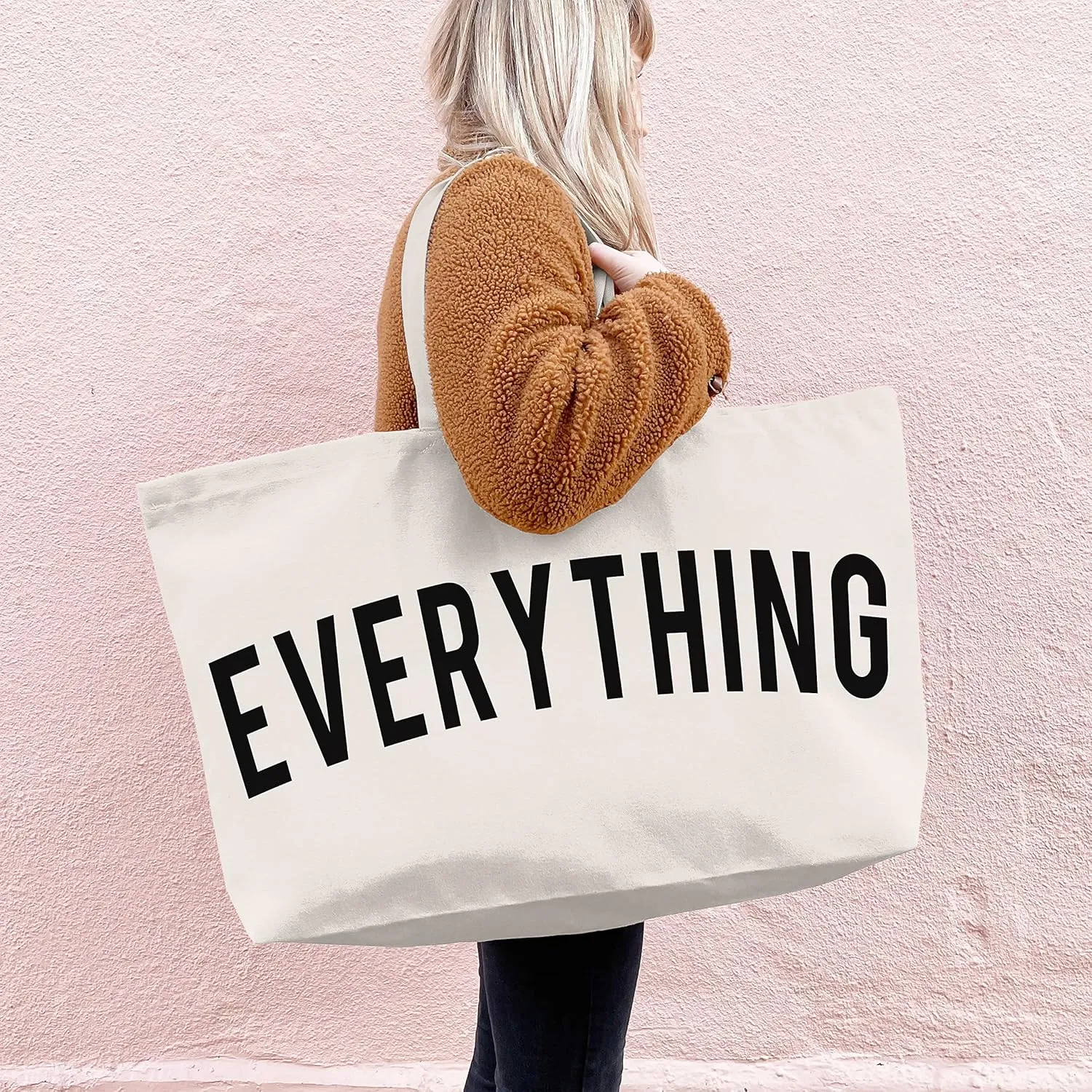 Canvas Tote Bag - Extra Large Shopping Beach Totes Bags Reusable Big Grocery Bag 28" x 8" x 16"