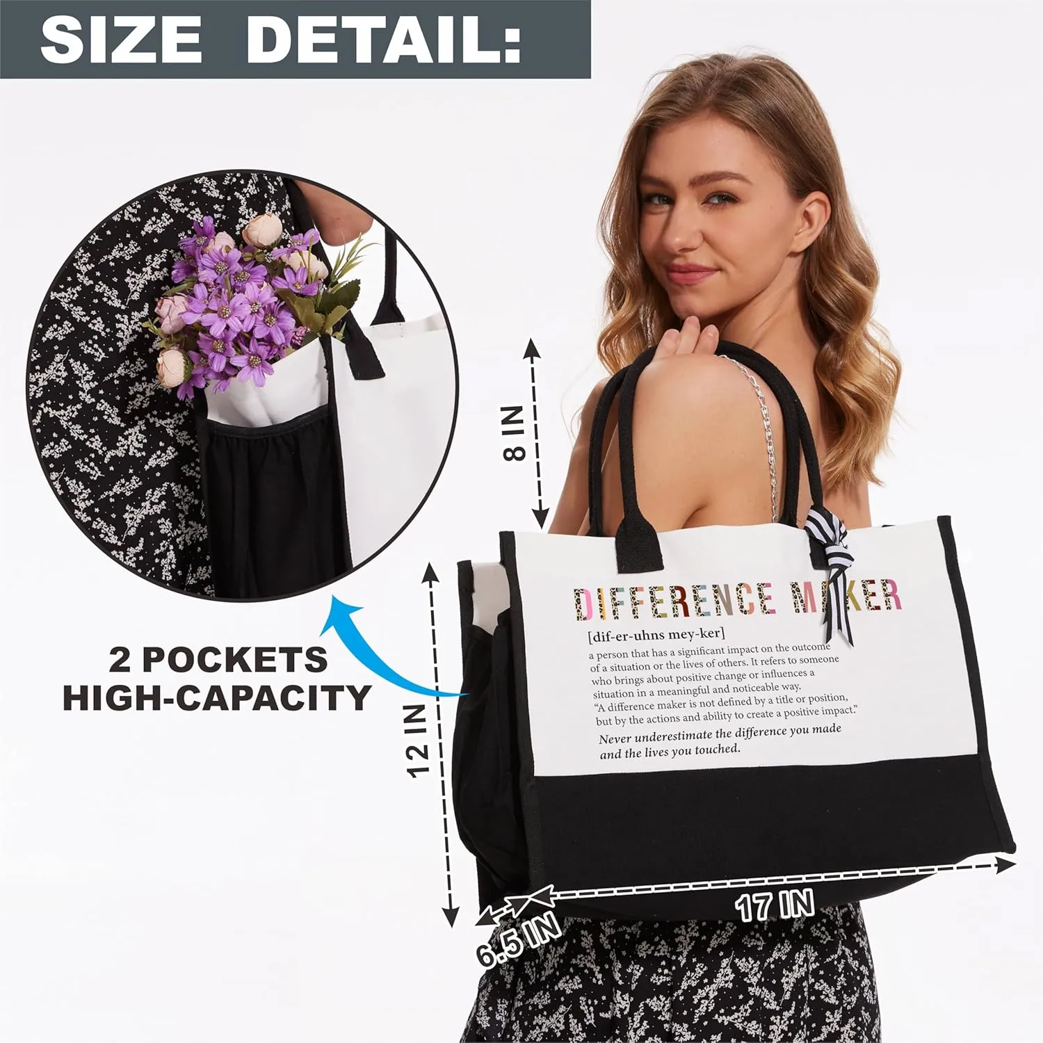 Canvas Tote Bag For Women, Summer Gift Ideas - Minimalism Tote Bag - A00
