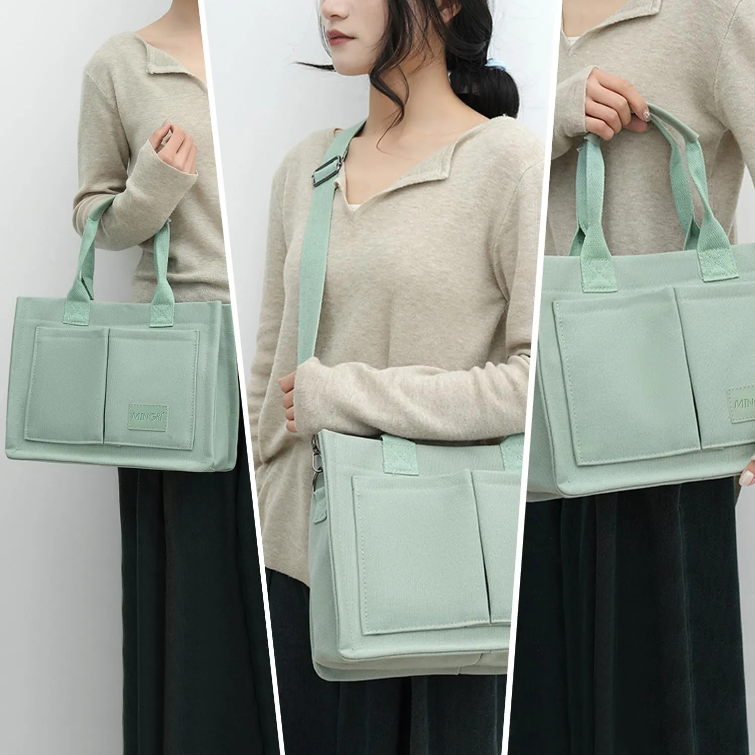 Canvas Tote Bag for Women,Large Totes Bags with Pockets,Womens Crossbody Purse Handbags for Travel Work Gift,2 Sizes