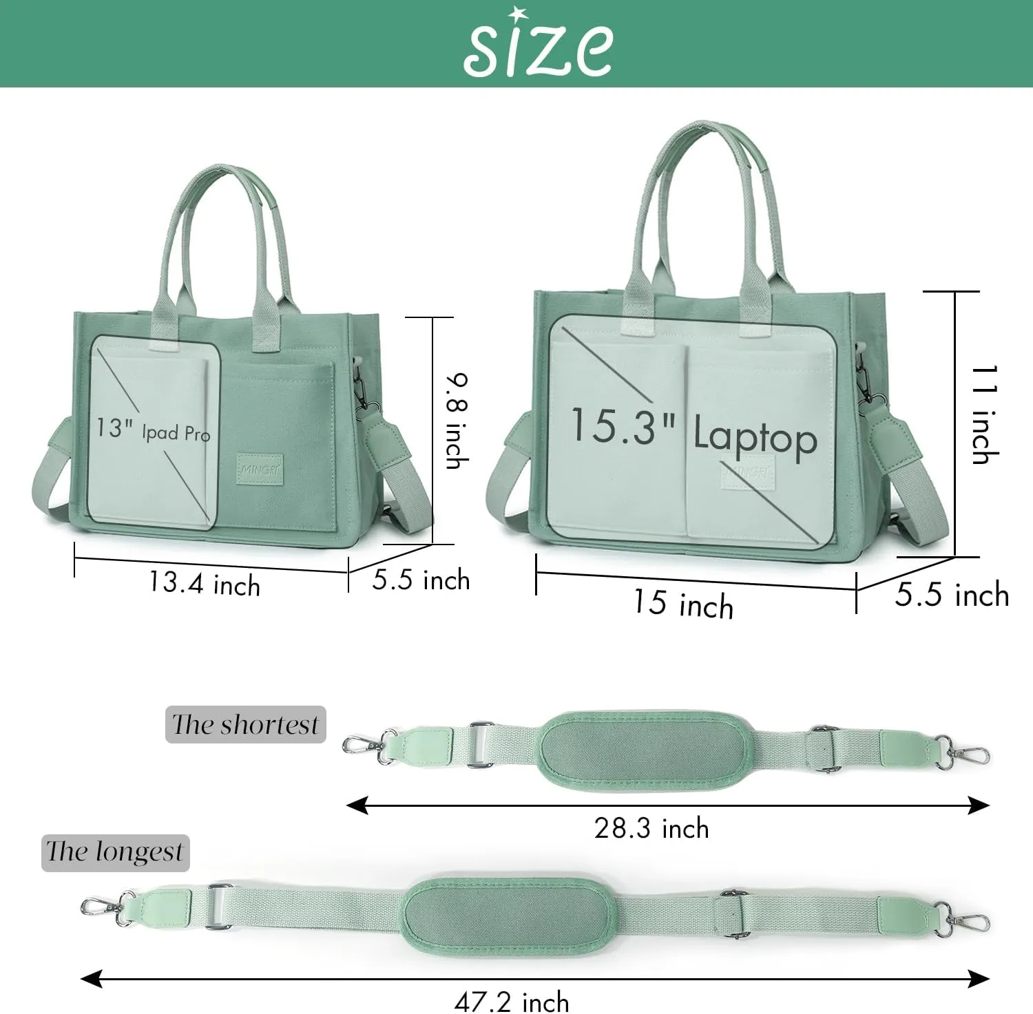 Canvas Tote Bag for Women,Large Totes Bags with Pockets,Womens Crossbody Purse Handbags for Travel Work Gift,2 Sizes