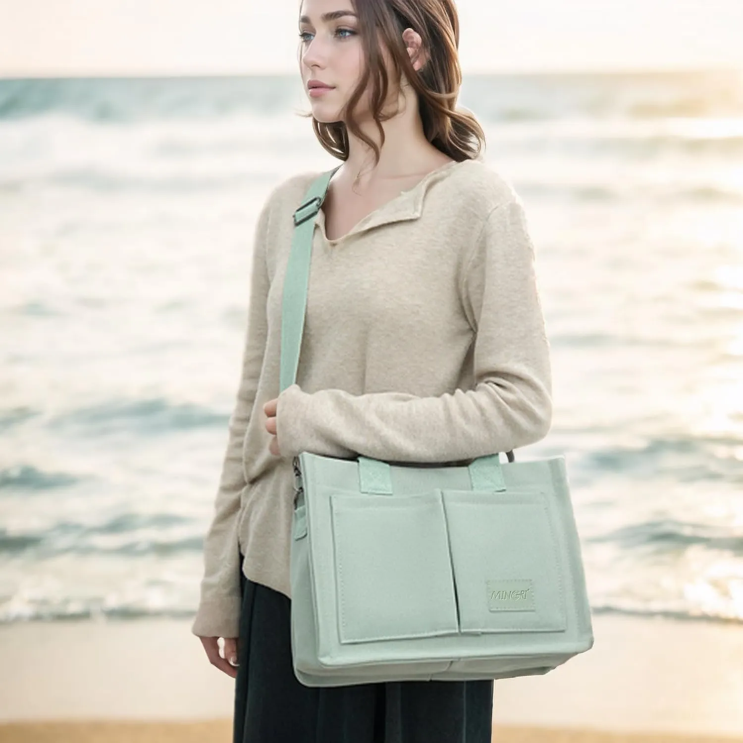 Canvas Tote Bag for Women,Large Totes Bags with Pockets,Womens Crossbody Purse Handbags for Travel Work Gift,2 Sizes