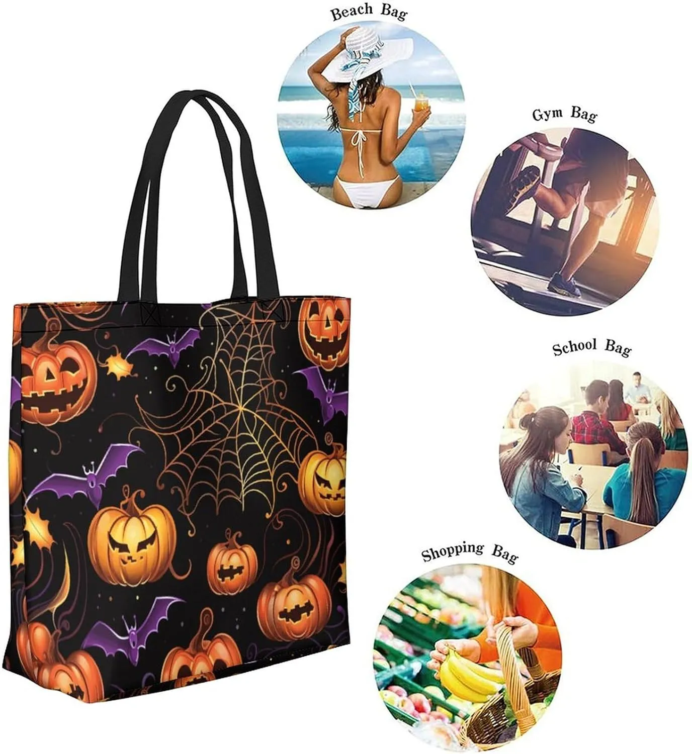 Canvas Tote Bag Large Casual Shoulder Bag for Women Handbag Reusable Beach Shopping Gym Picnic Travel Grocery Bag