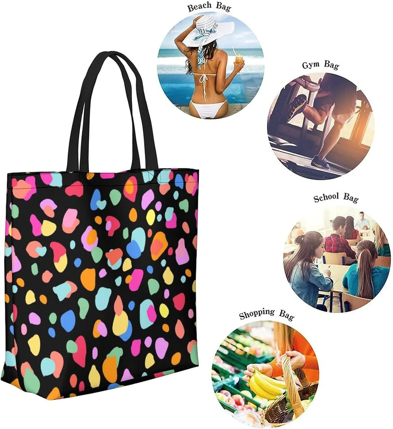 Canvas Tote Bag Large Casual Shoulder Bag for Women Handbag Reusable Beach Shopping Gym Picnic Travel Grocery Bag