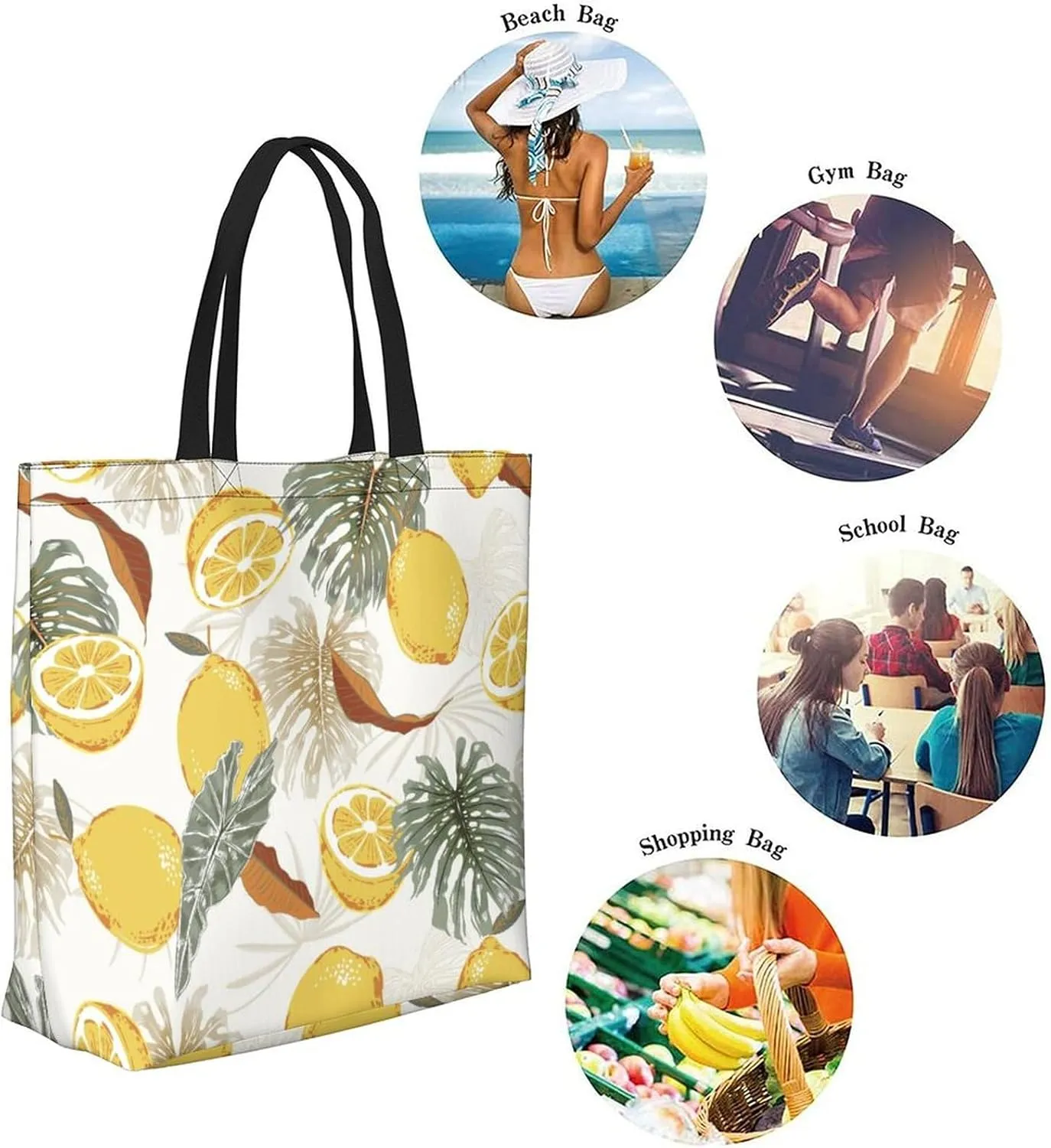 Canvas Tote Bag Large Casual Shoulder Bag for Women Handbag Reusable Beach Shopping Gym Picnic Travel Grocery Bag