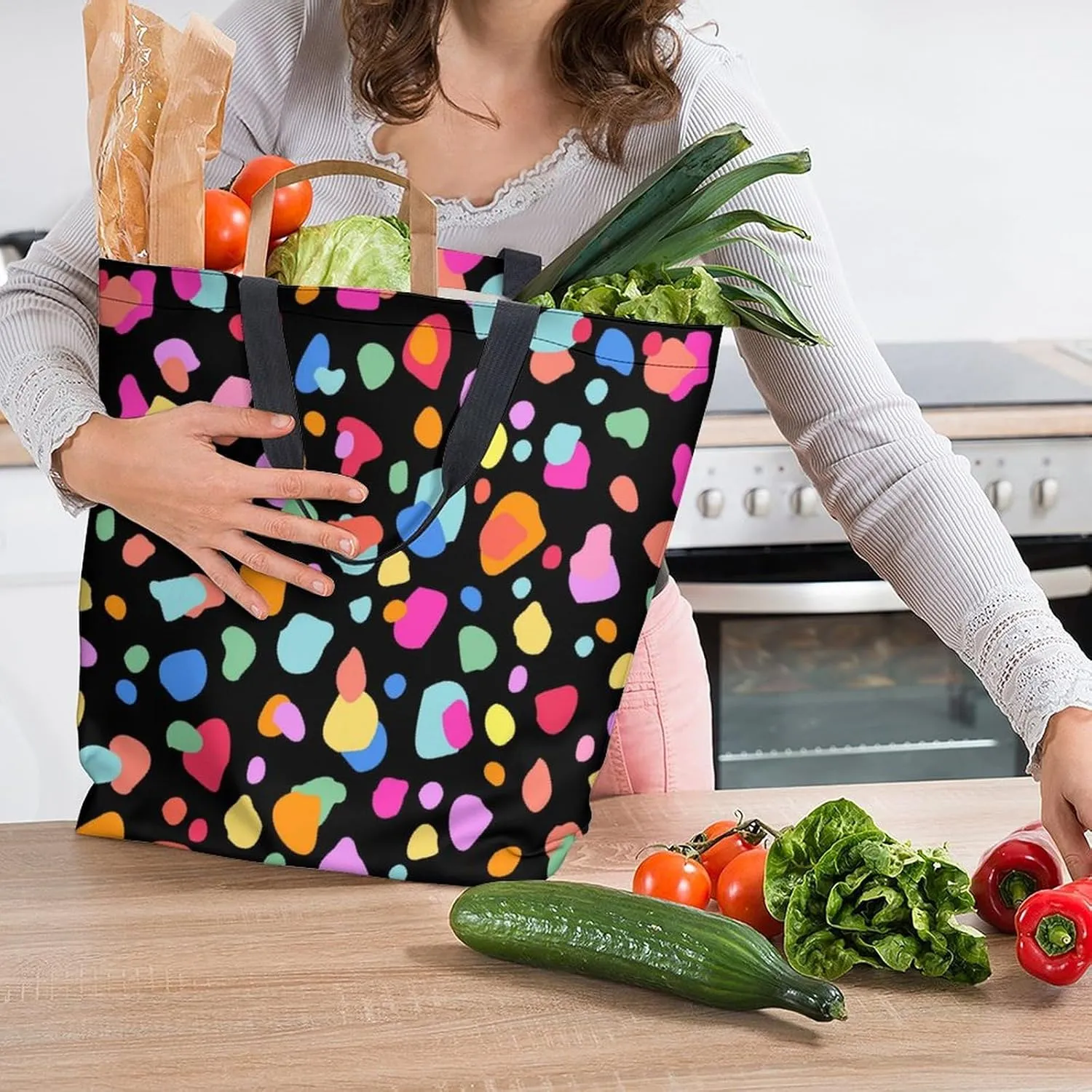Canvas Tote Bag Large Casual Shoulder Bag for Women Handbag Reusable Beach Shopping Gym Picnic Travel Grocery Bag