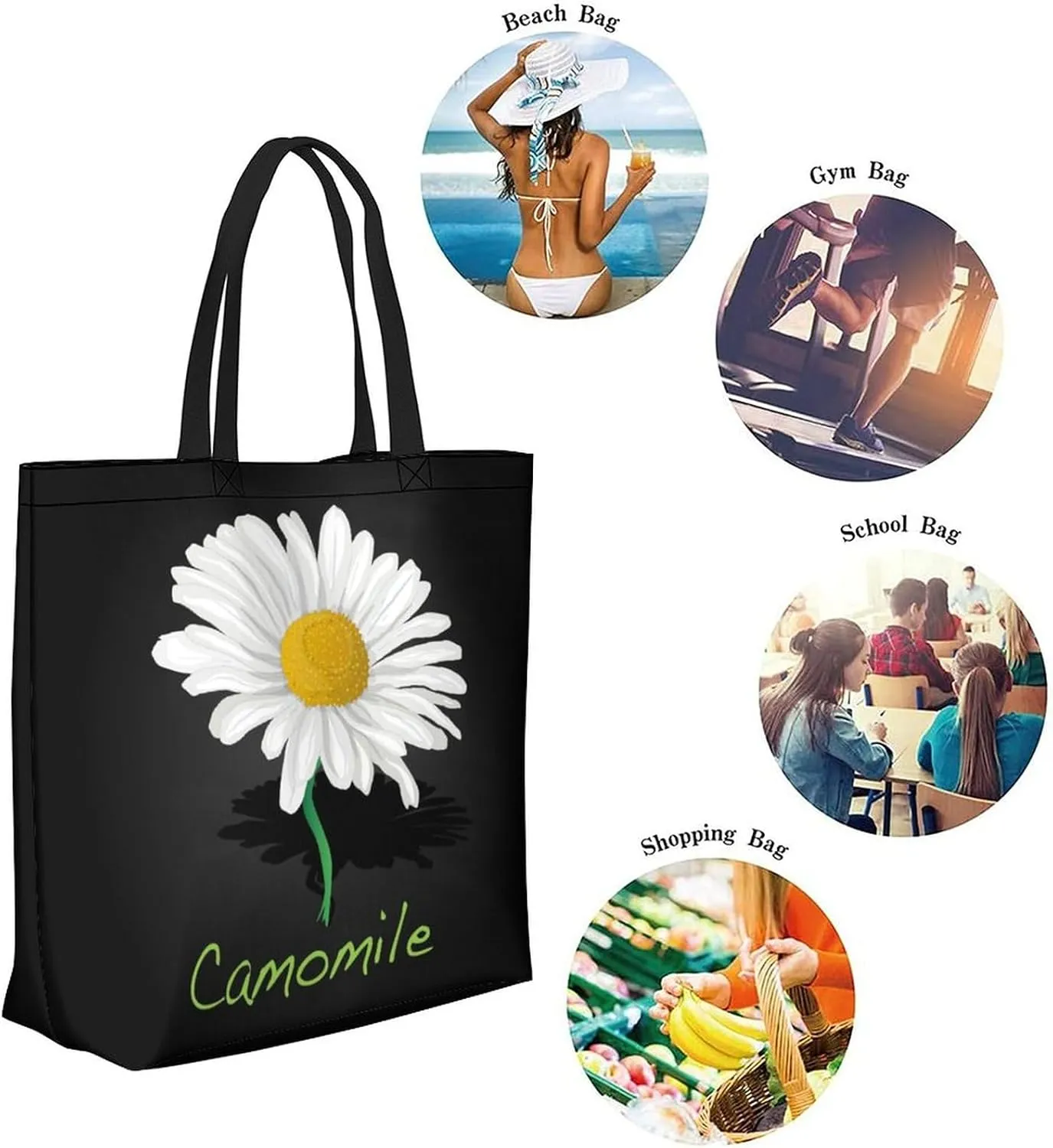 Canvas Tote Bag Large Women Casual Shoulder Bag Handbag Reusable Beach Shopping Grocery Bag For Outdoors