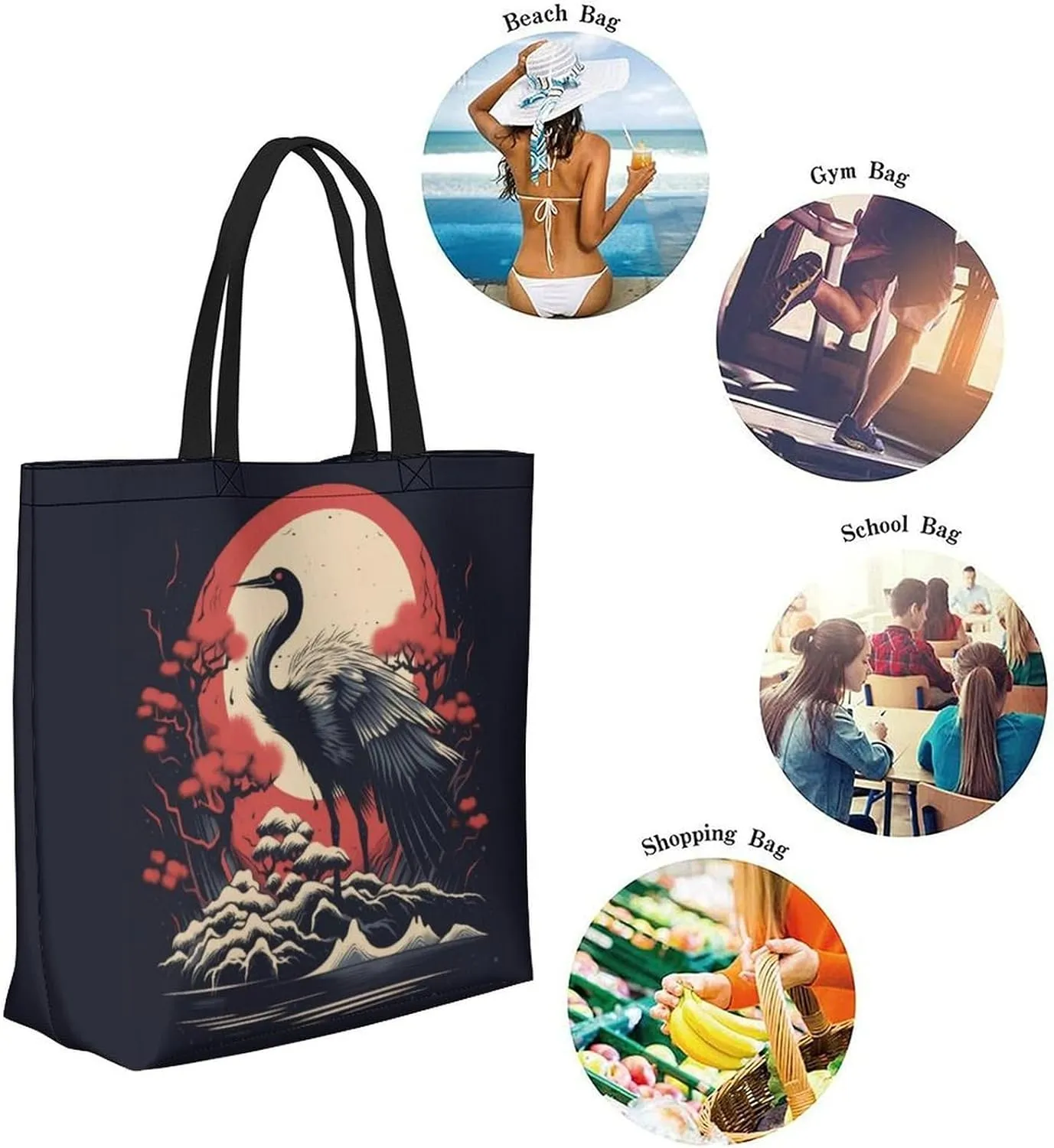 Canvas Tote Bag Large Women Casual Shoulder Bag Handbag Reusable Beach Shopping Grocery Bag For Outdoors