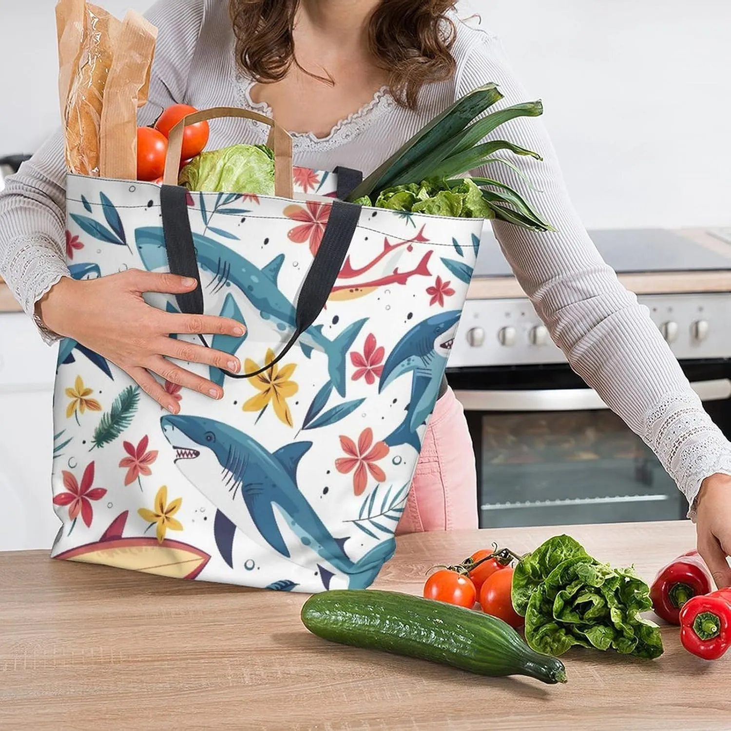 Canvas Tote Bag Large Women Casual Shoulder Bag Handbag Reusable Beach Shopping Grocery Bag For Outdoors