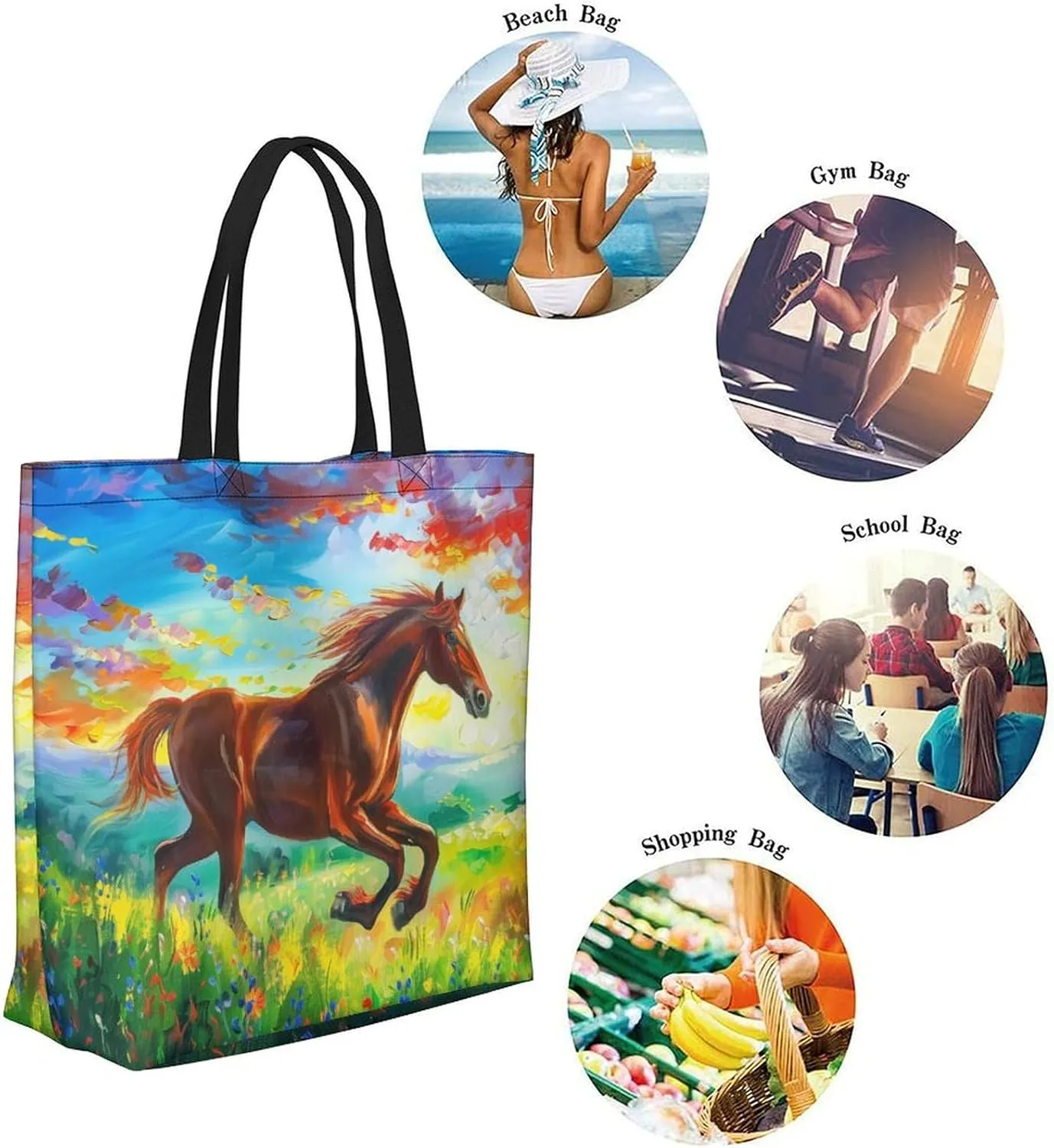 Canvas Tote Bag Large Women Casual Shoulder Bag Handbag Reusable Beach Shopping Grocery Bag For Outdoors