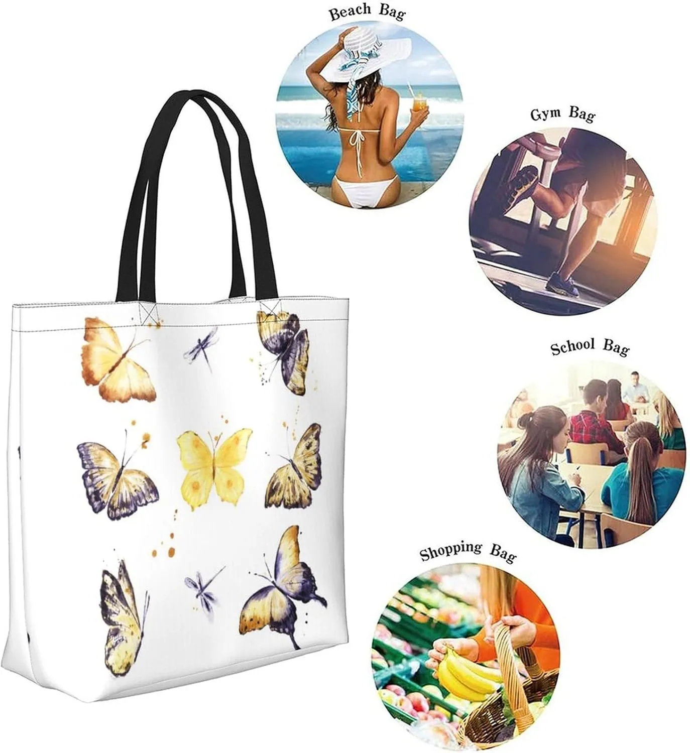 Canvas Tote Bag Large Women Casual Shoulder Bag Handbag Reusable Beach Shopping Grocery Bag For Outdoors