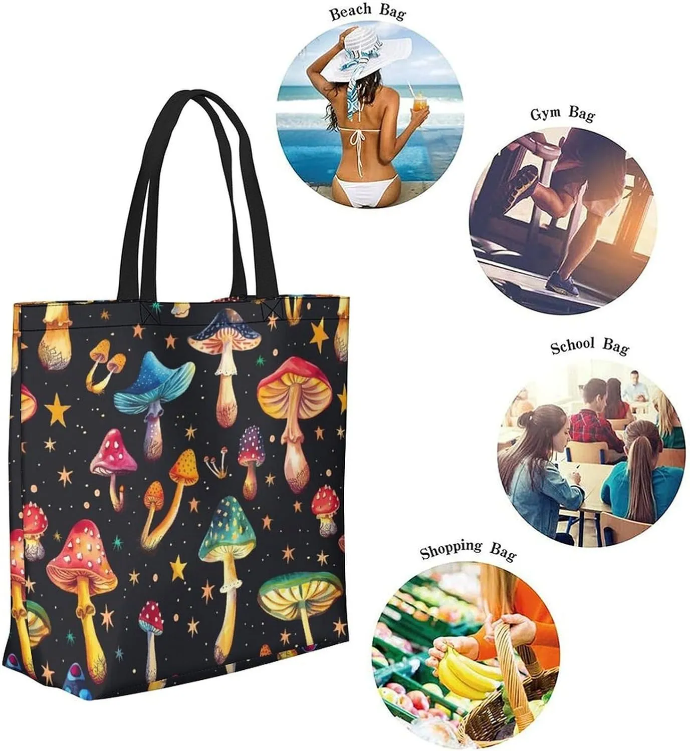 Canvas Tote Bag Large Women Casual Shoulder Bag Handbag Reusable Beach Shopping Grocery Bag For Outdoors