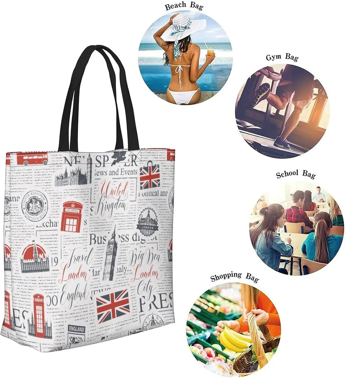 Canvas Tote Bag Large Women Casual Shoulder Bag Handbag Reusable Beach Shopping Grocery Bag For Outdoors
