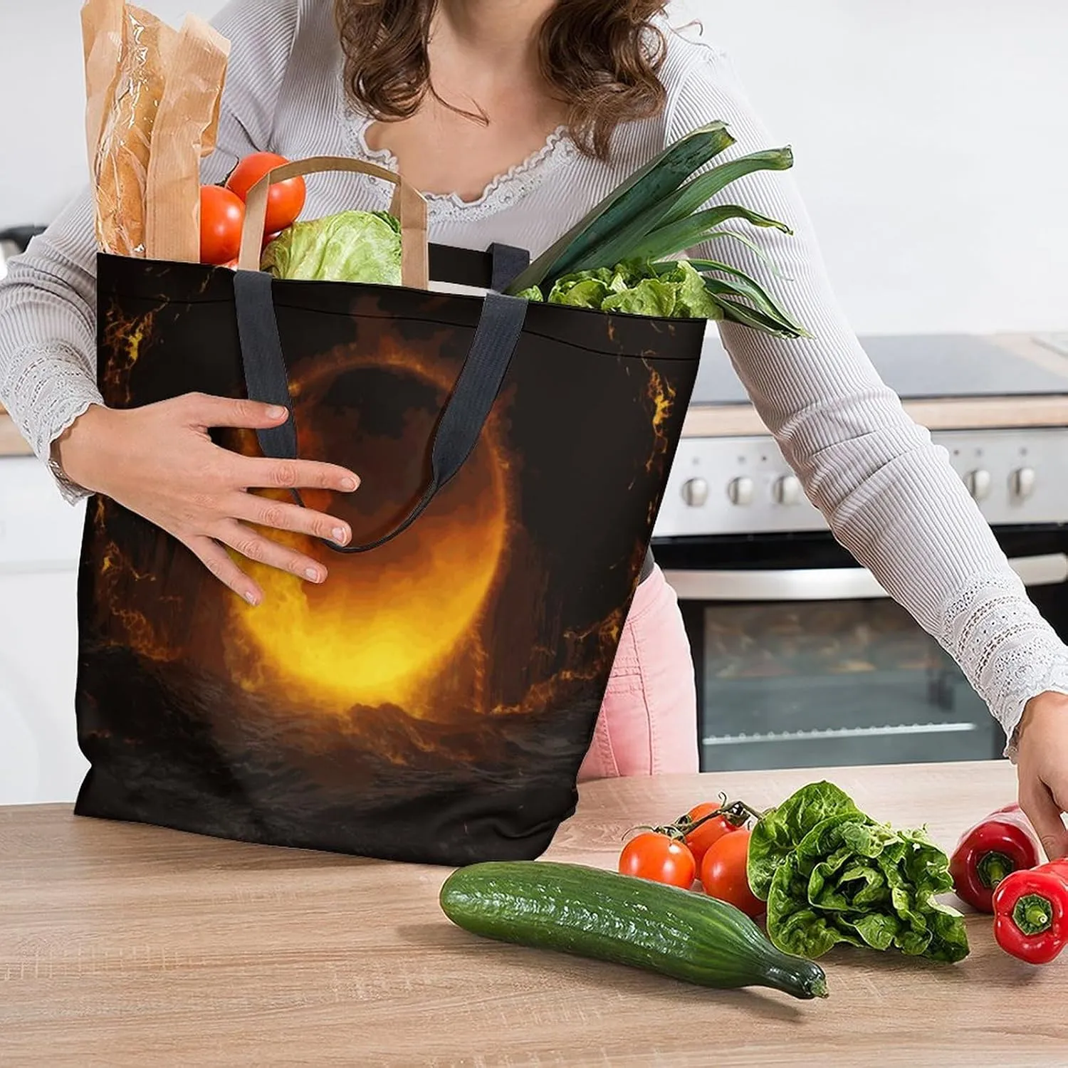 Canvas Tote Bag Large Women Casual Shoulder Bag Handbag Reusable Beach Shopping Grocery Bag For Outdoors