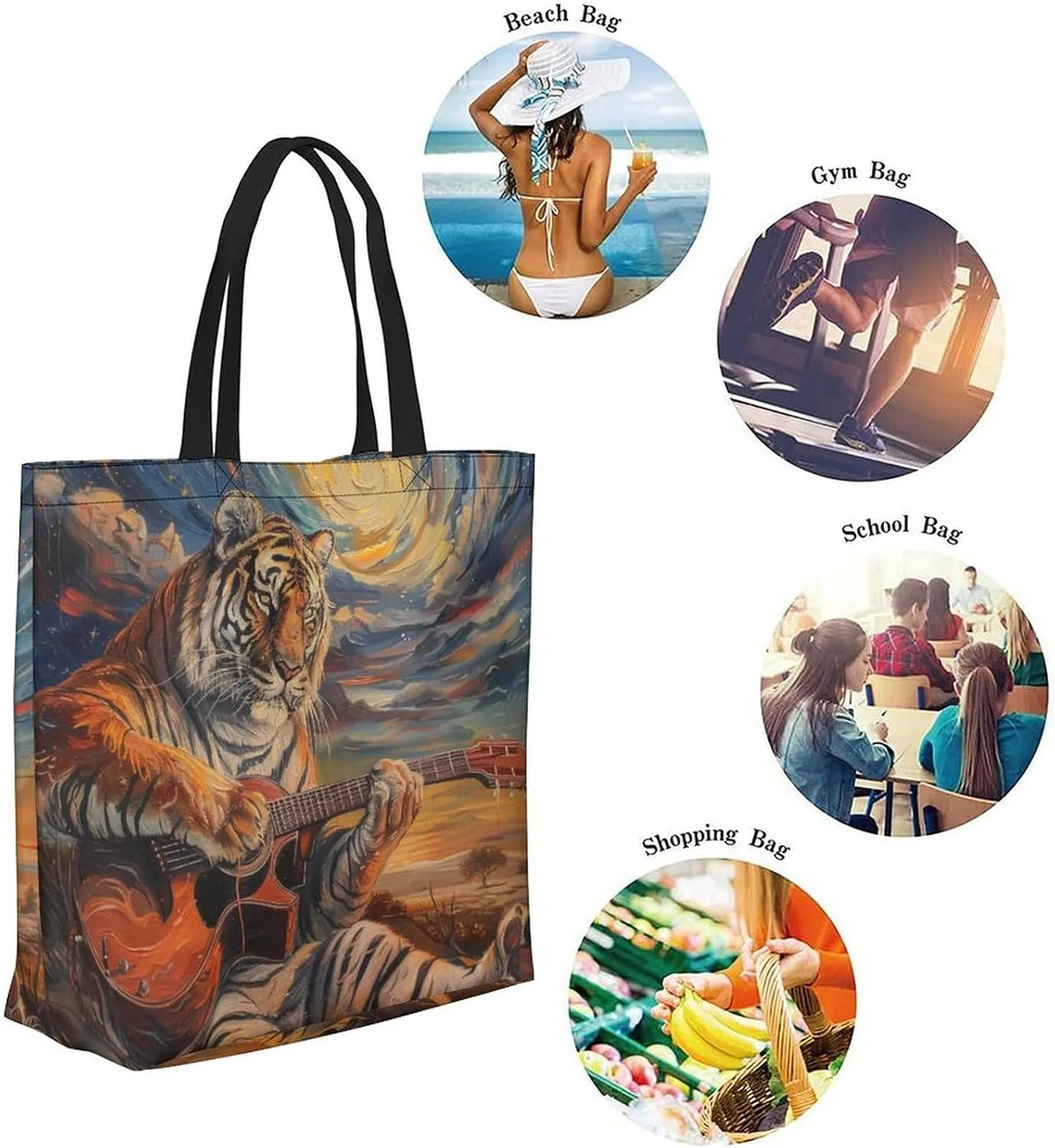 Canvas Tote Bag Large Women Casual Shoulder Bag Handbag Reusable Beach Shopping Grocery Bag For Outdoors