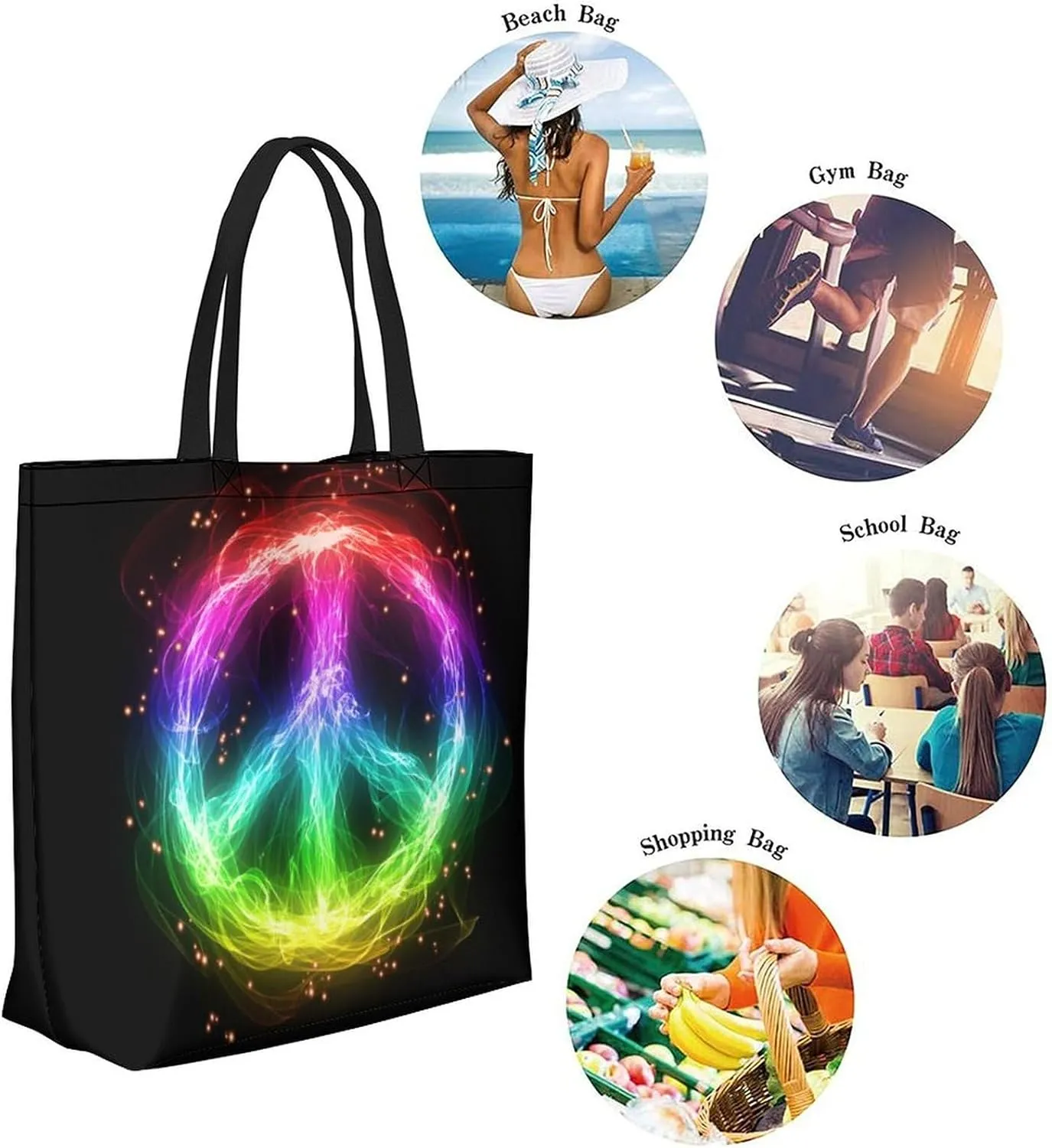 Canvas Tote Bag Large Women Casual Shoulder Bag Handbag Reusable Beach Shopping Grocery Bag For Outdoors