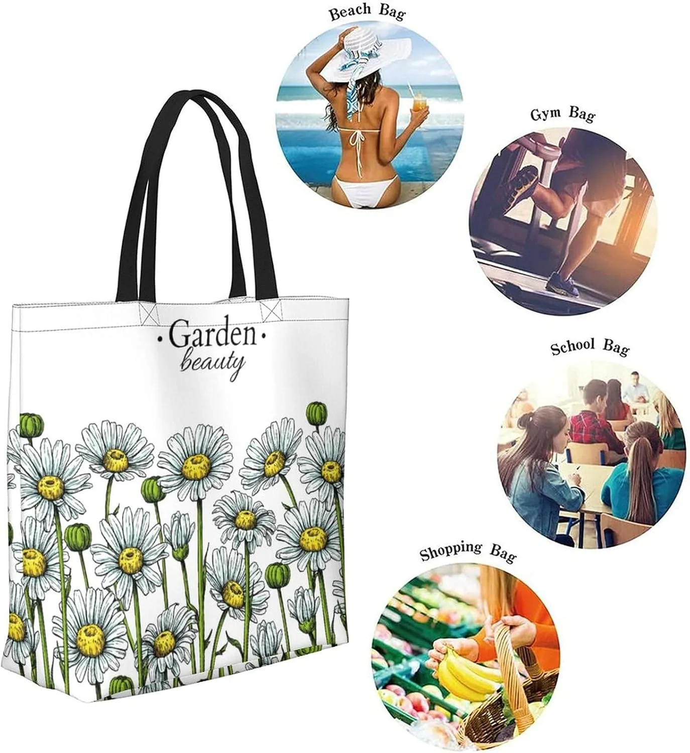 Canvas Tote Bag Large Women Casual Shoulder Bag Handbag Reusable Beach Shopping Grocery Bag For Outdoors