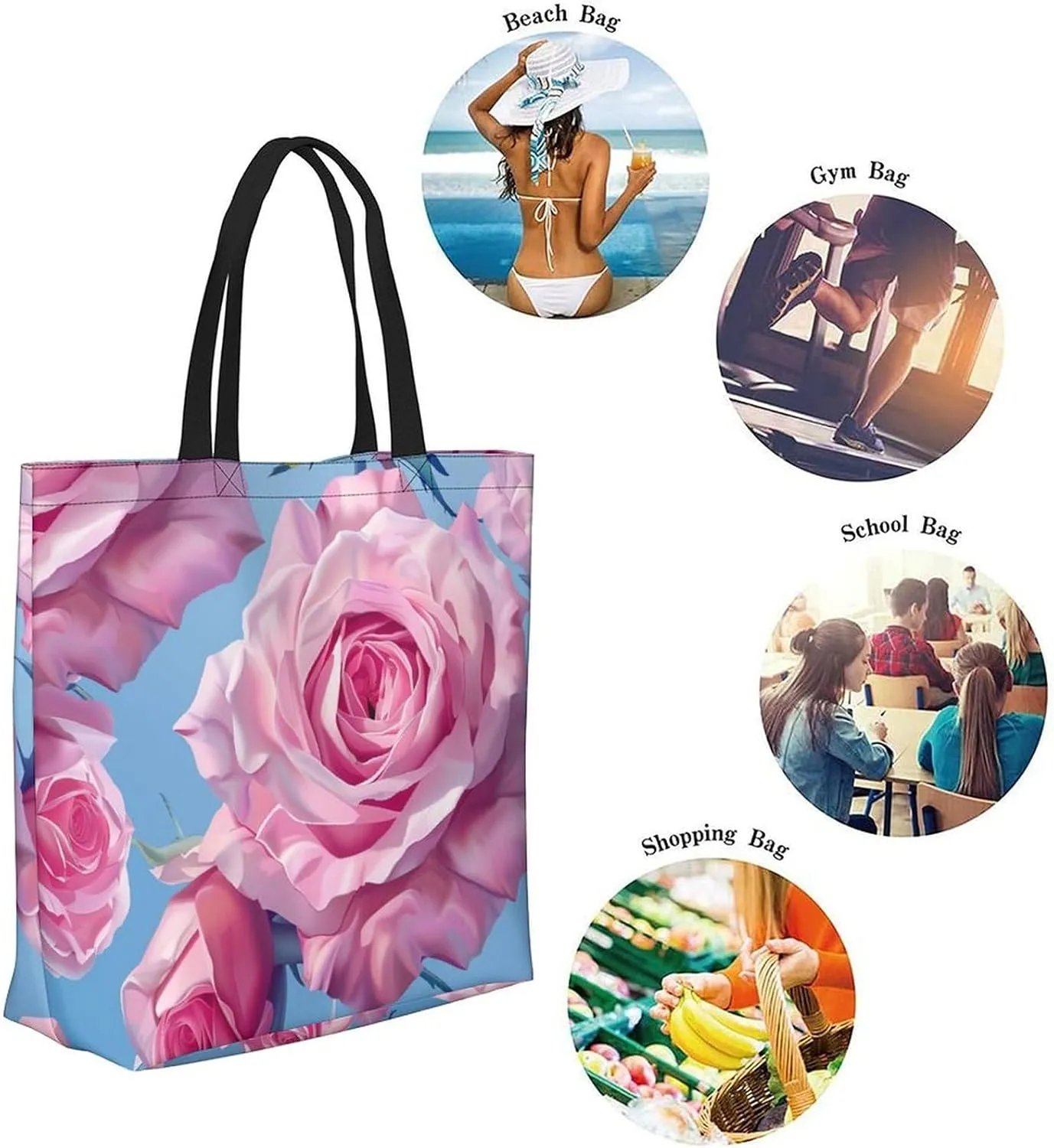 Canvas Tote Bag Large Women Casual Shoulder Bag Handbag Reusable Beach Shopping Grocery Bag For Outdoors