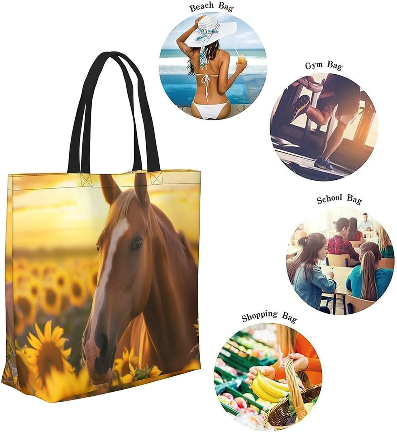Canvas Tote Bag Large Women Casual Shoulder Bag Handbag Reusable Beach Shopping Grocery Bag For Outdoors