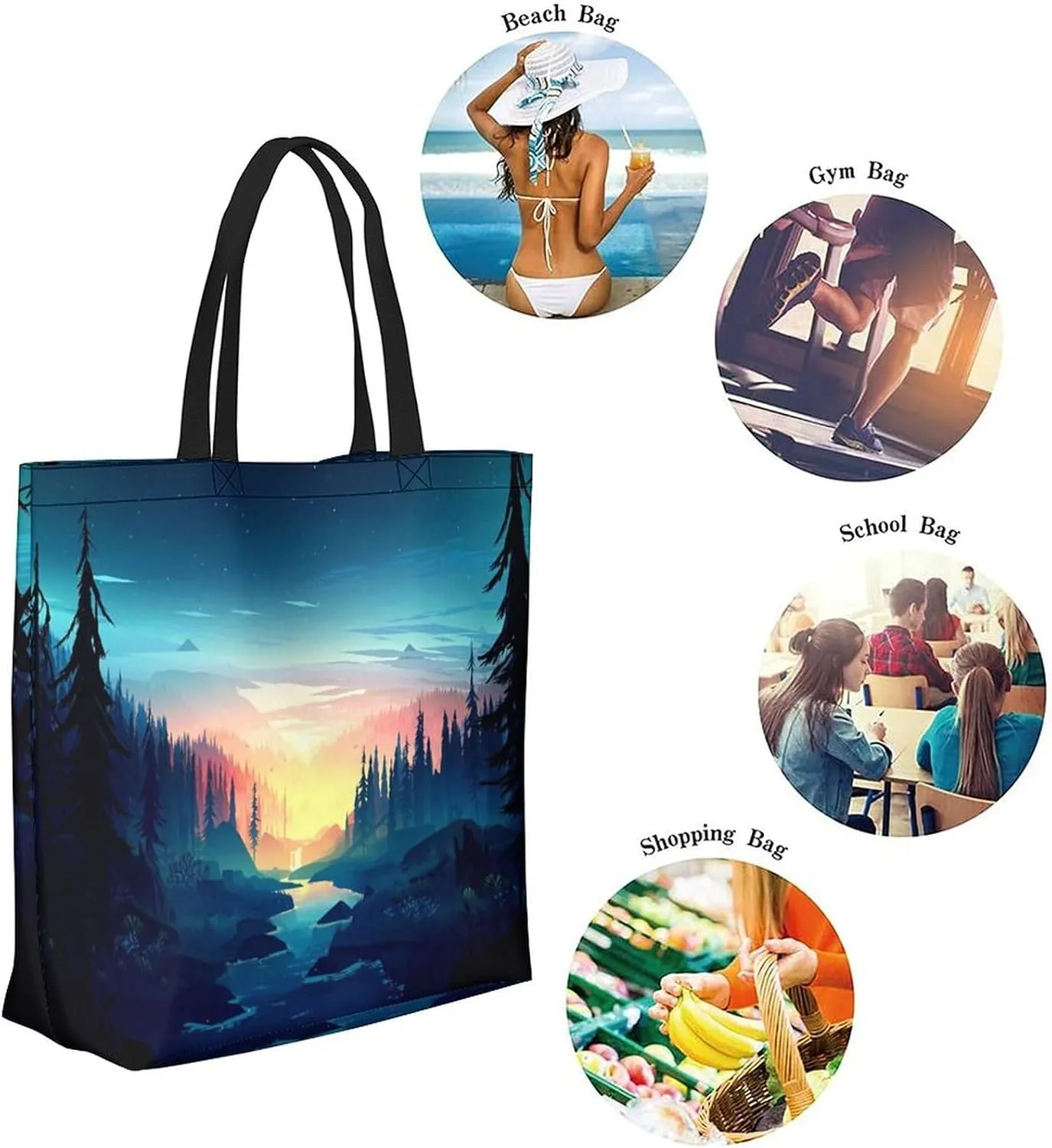 Canvas Tote Bag Large Women Casual Shoulder Bag Handbag Reusable Beach Shopping Grocery Bag For Outdoors