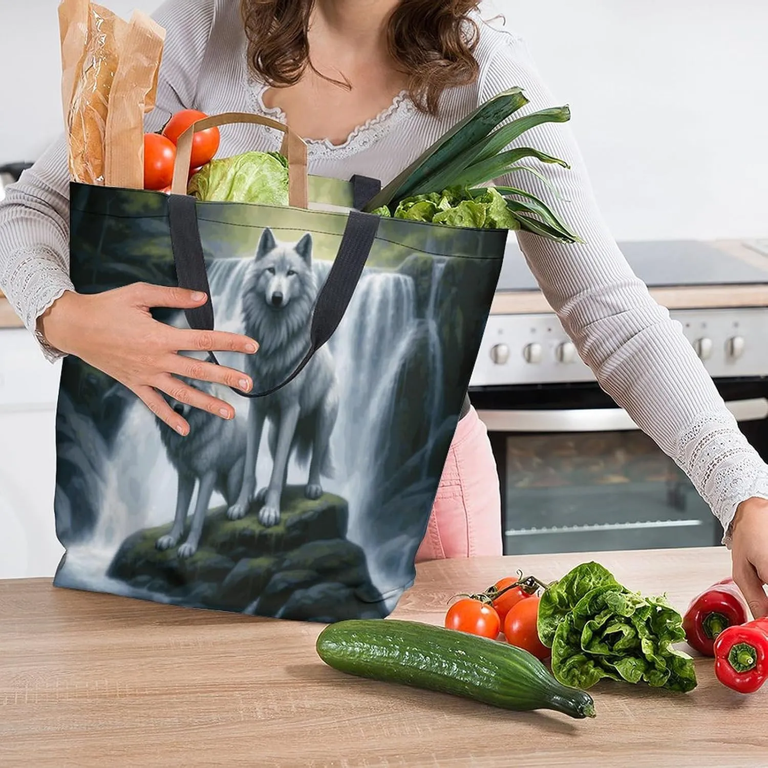 Canvas Tote Bag Large Women Casual Shoulder Bag Handbag Reusable Beach Shopping Grocery Bag For Outdoors