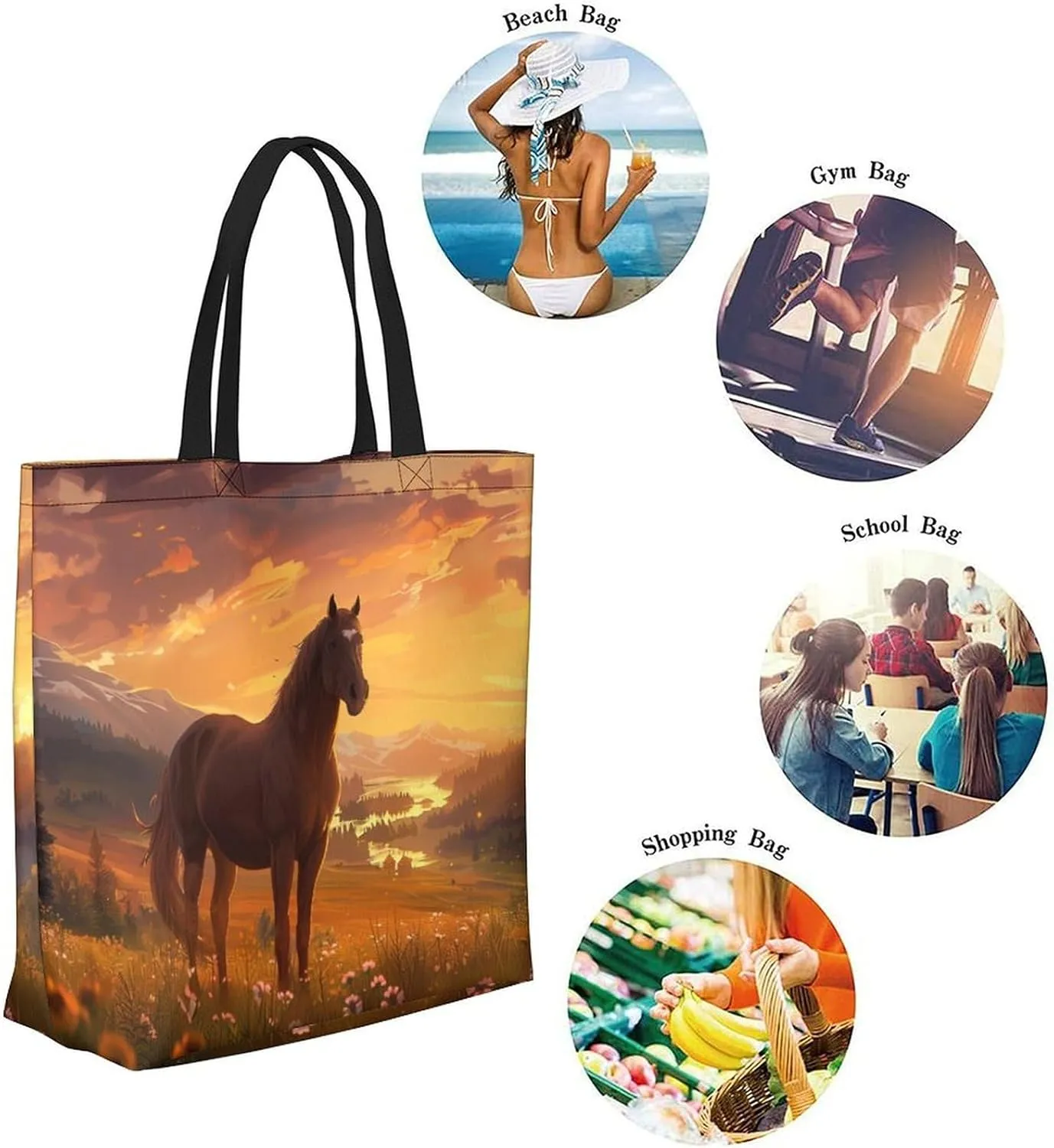 Canvas Tote Bag Large Women Casual Shoulder Bag Handbag Reusable Beach Shopping Grocery Bag For Outdoors