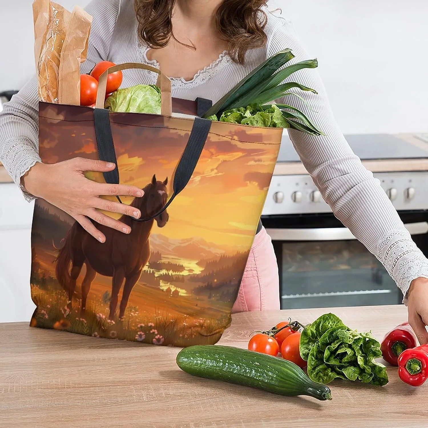 Canvas Tote Bag Large Women Casual Shoulder Bag Handbag Reusable Beach Shopping Grocery Bag For Outdoors