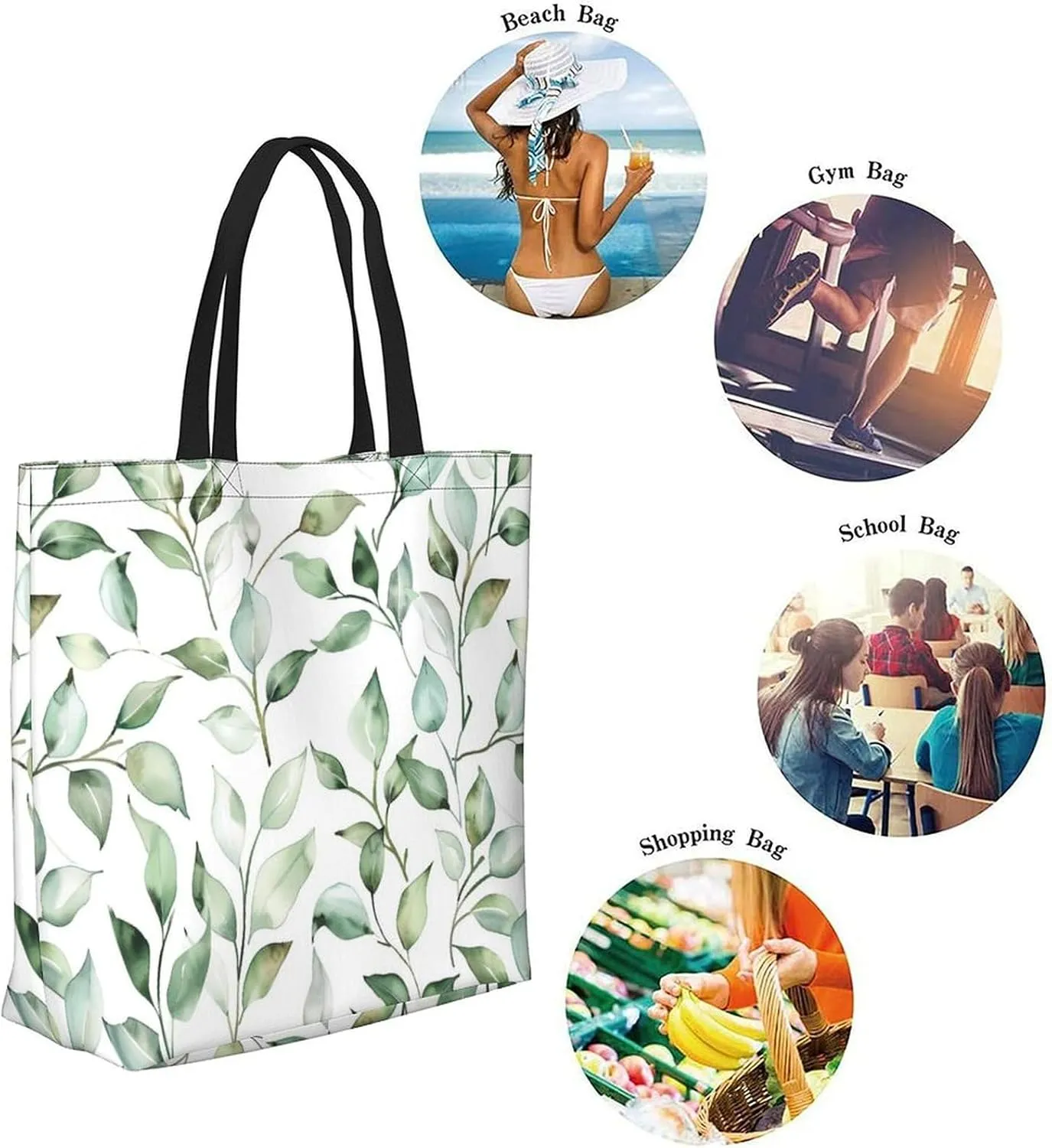 Canvas Tote Bag Large Women Casual Shoulder Bag Handbag Reusable Beach Shopping Grocery Bag For Outdoors